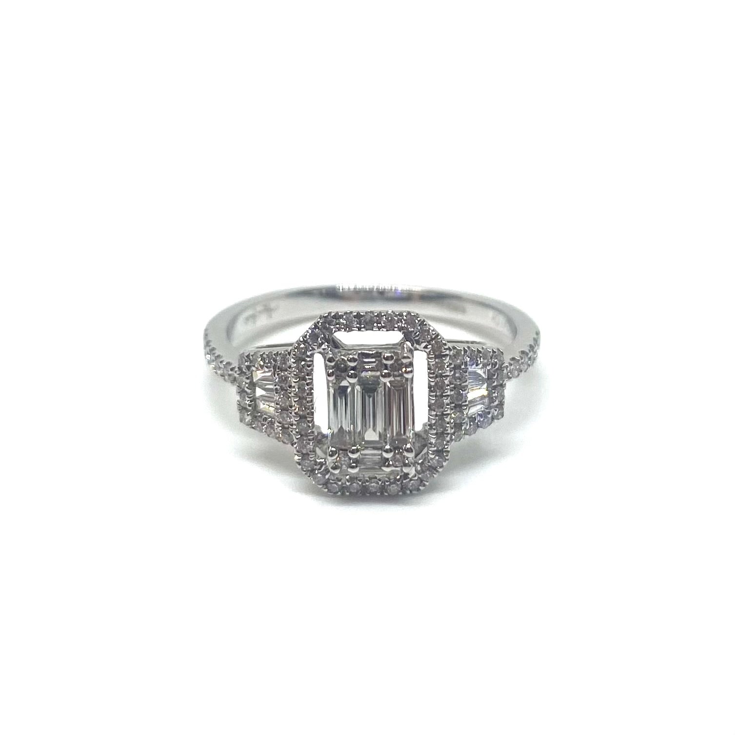 Anello Trilogy Baguette - Pietre sul Gambo