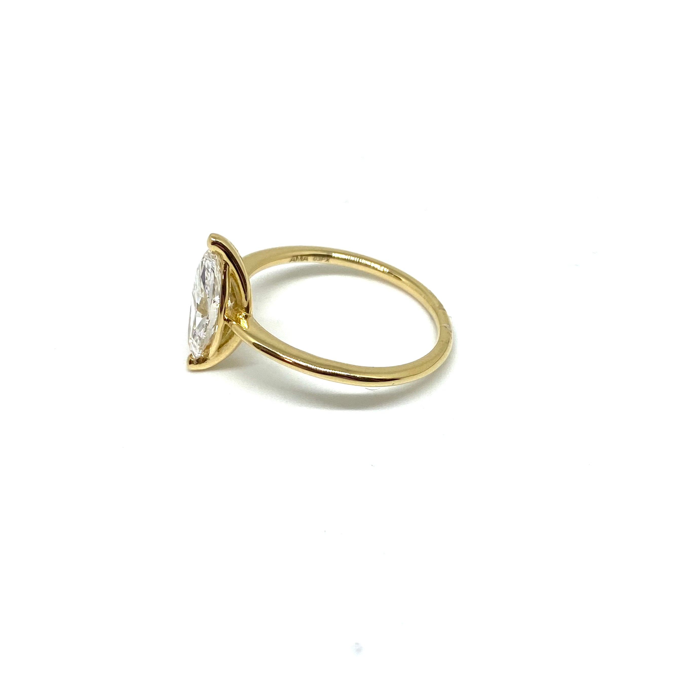 Anello Marquise Oro Giallo e Lab Grown