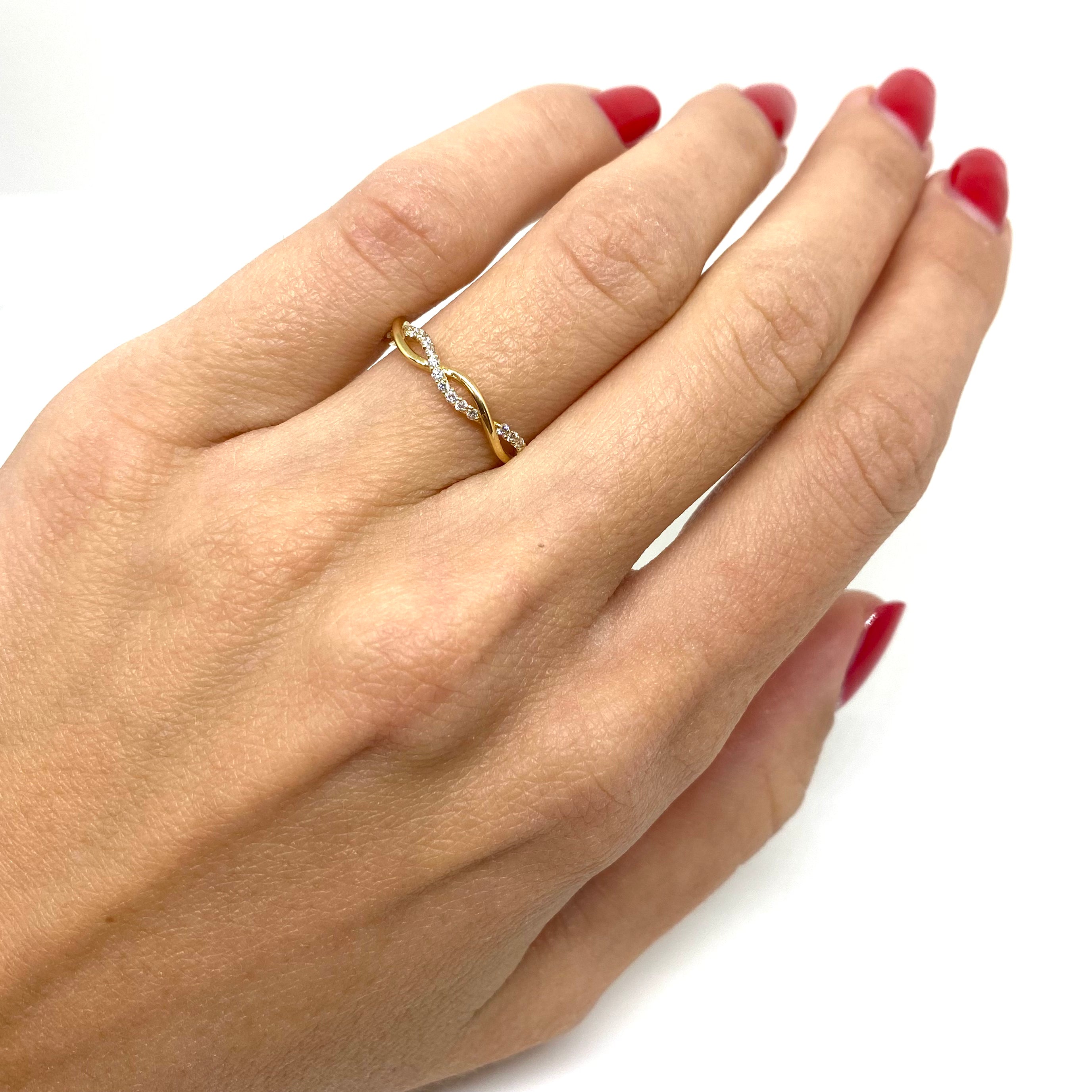 Veretta Intrecciata Minimal - Oro Giallo e Diamanti