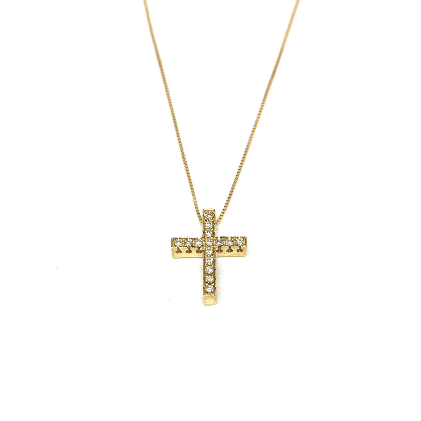 Collana Croce - Oro Giallo e Diamanti
