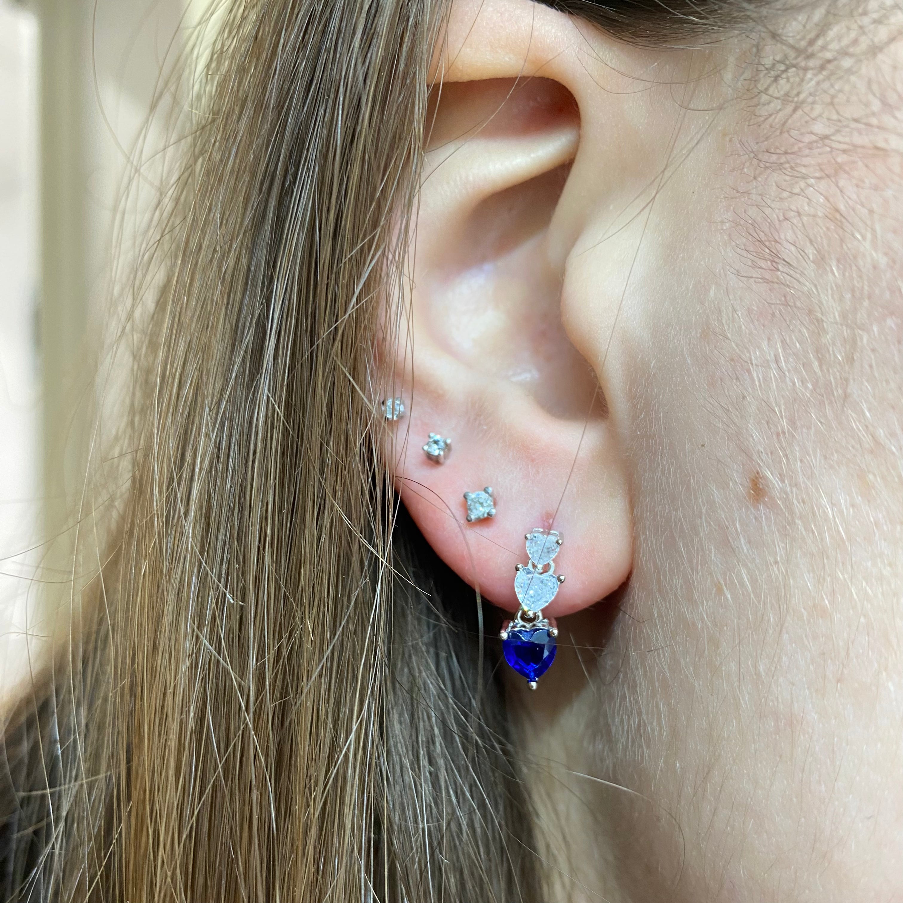 Orecchini tre cuori pendenti