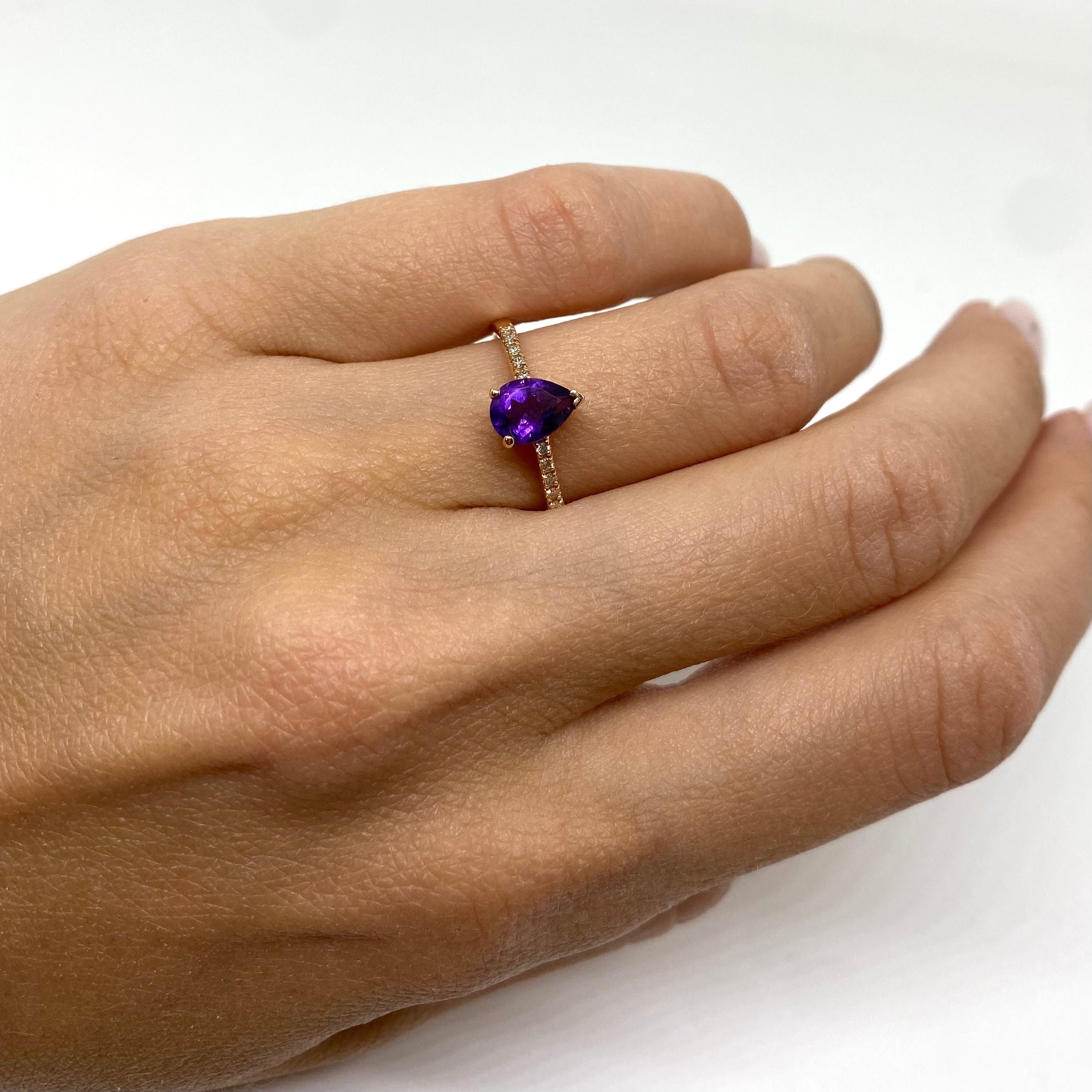 Anello a Goccia - Ametista