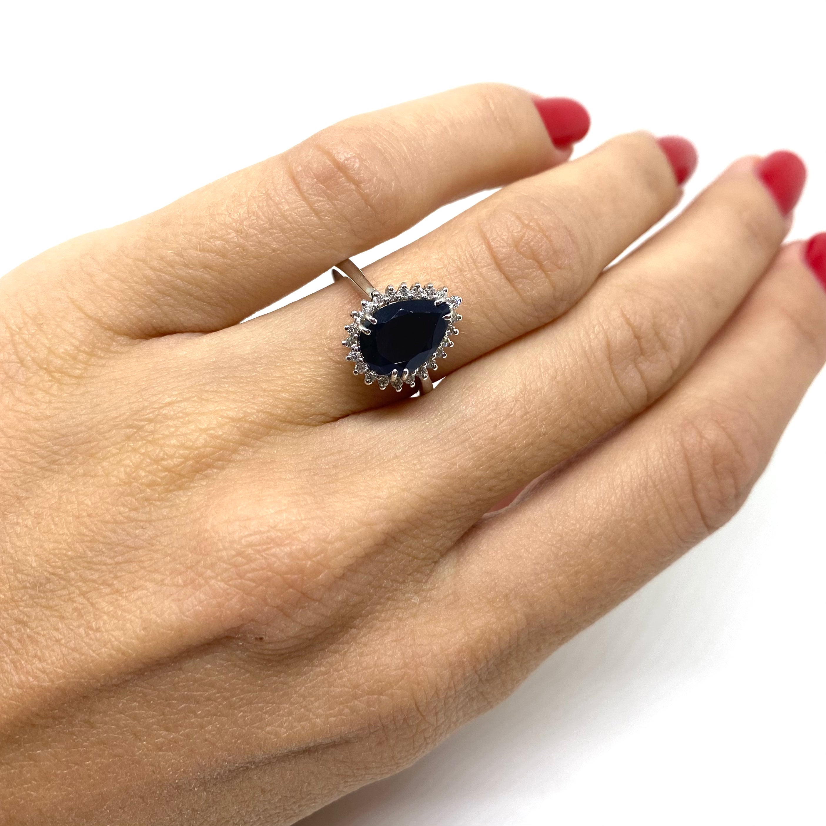Anello Kate a Goccia - Zaffiro