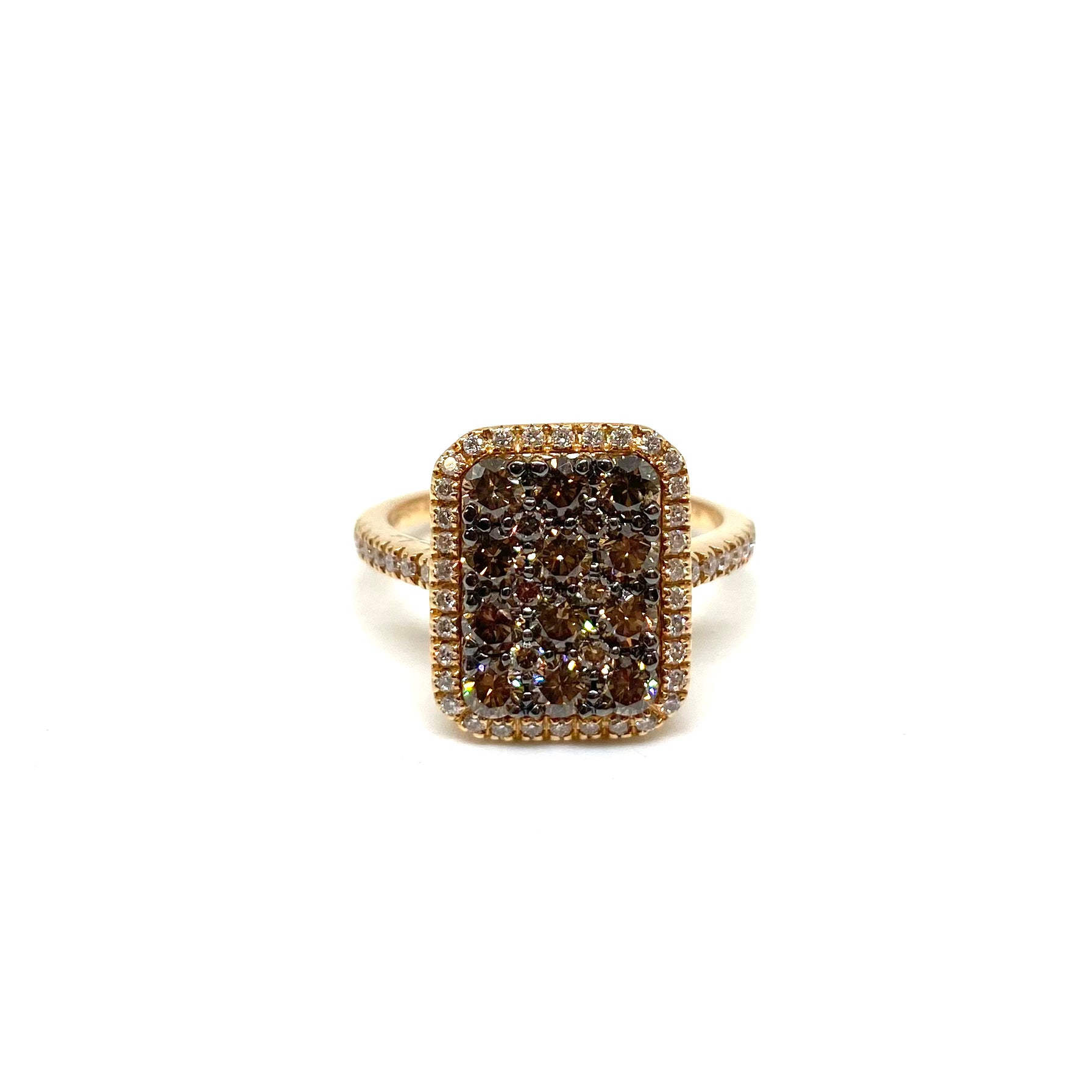 Anello Oro Rosa e Diamanti Brown