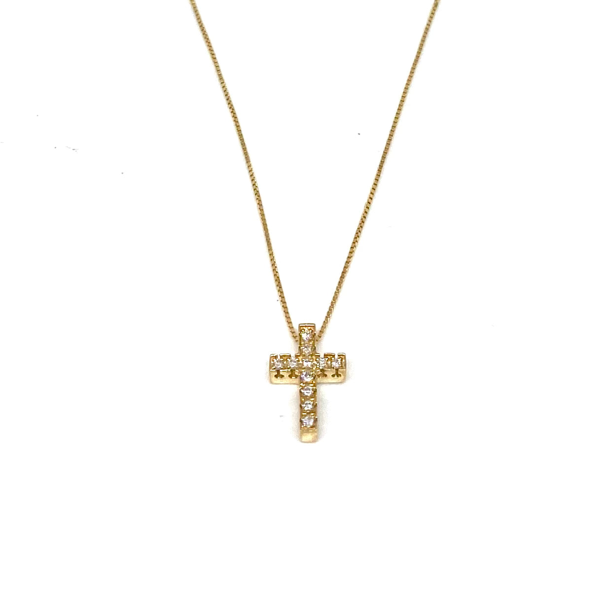 Collana Croce - Oro Giallo e Diamanti