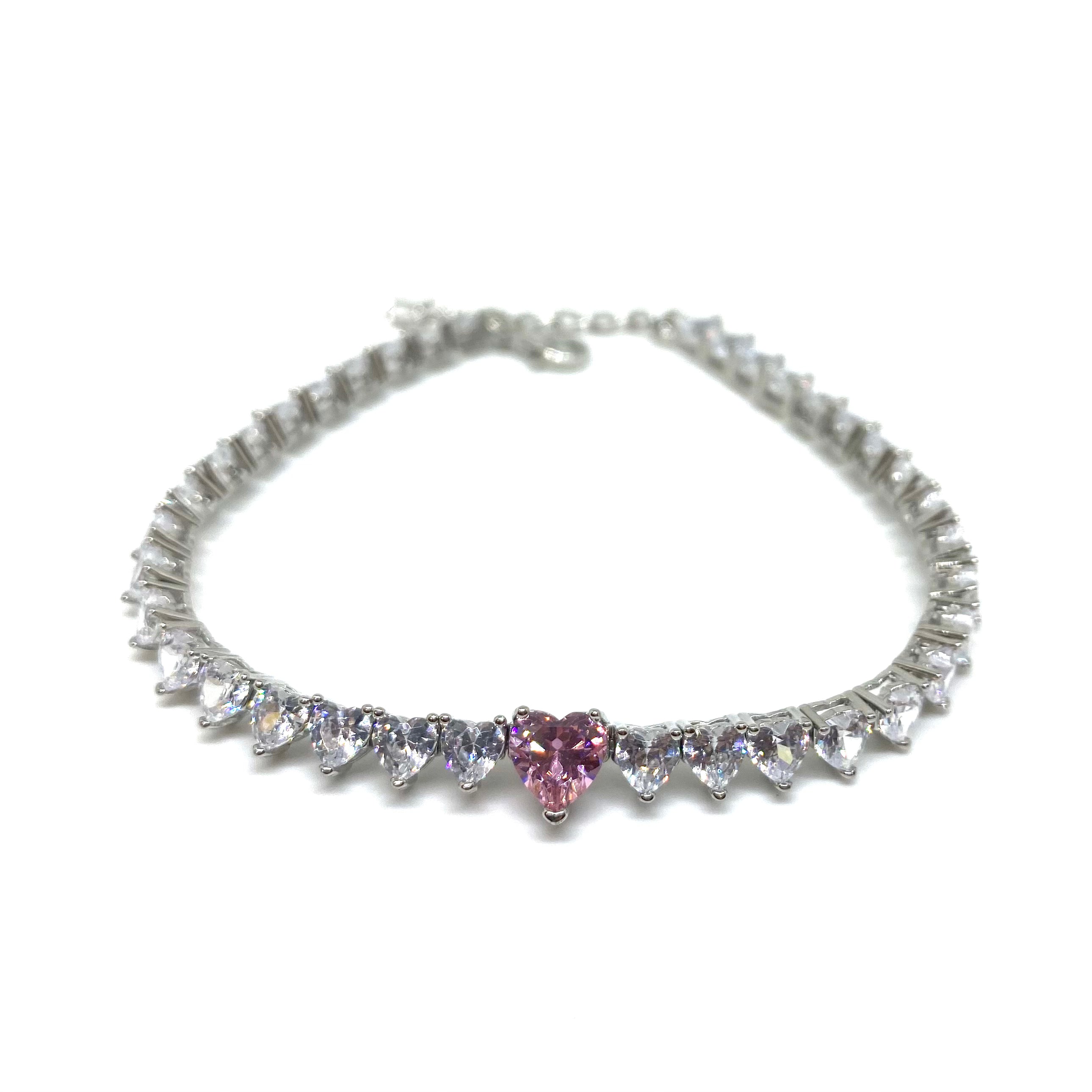 Bracciale Tennis Cuori Dritto - COLOR