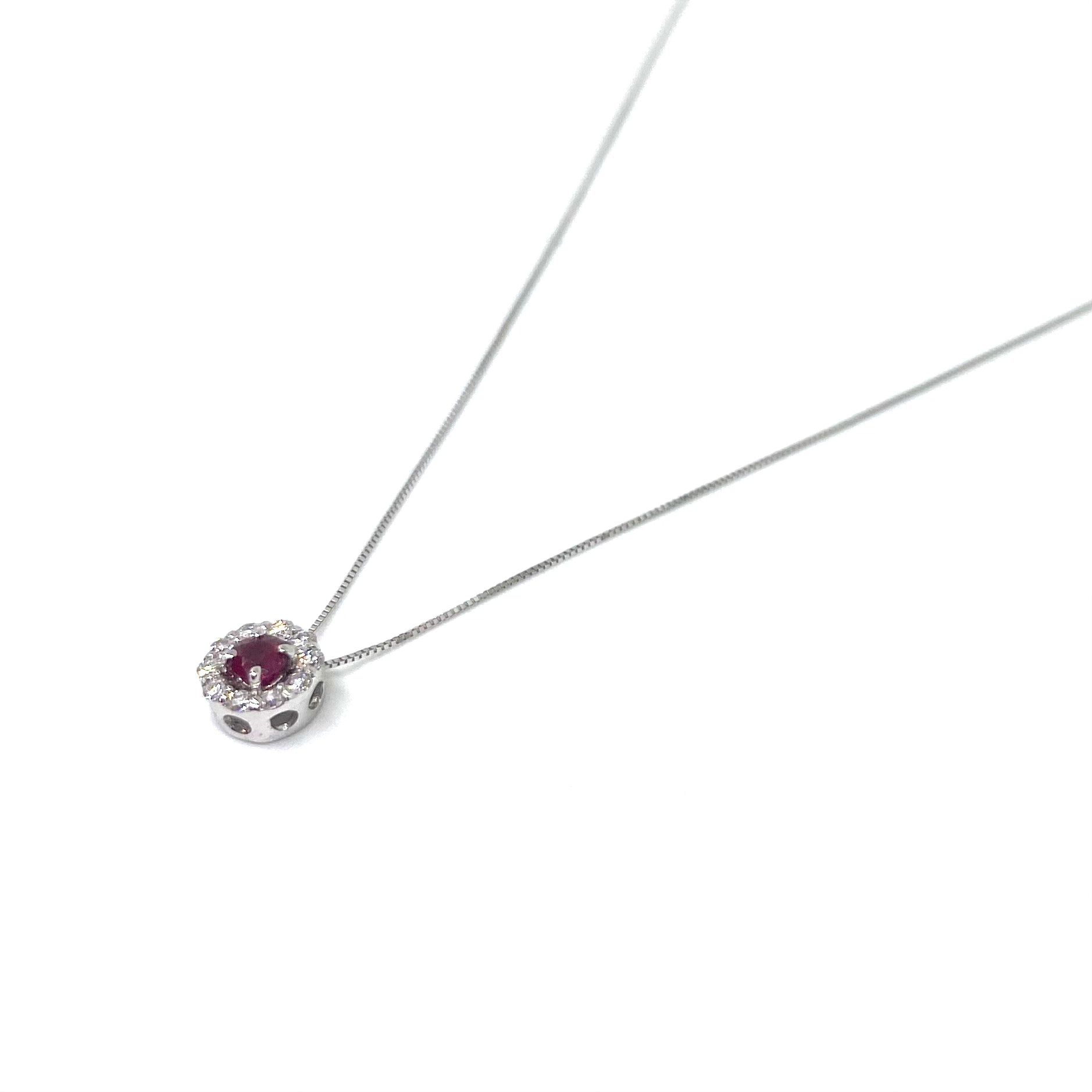 Collana Kate - Oro Bianco e Rubino
