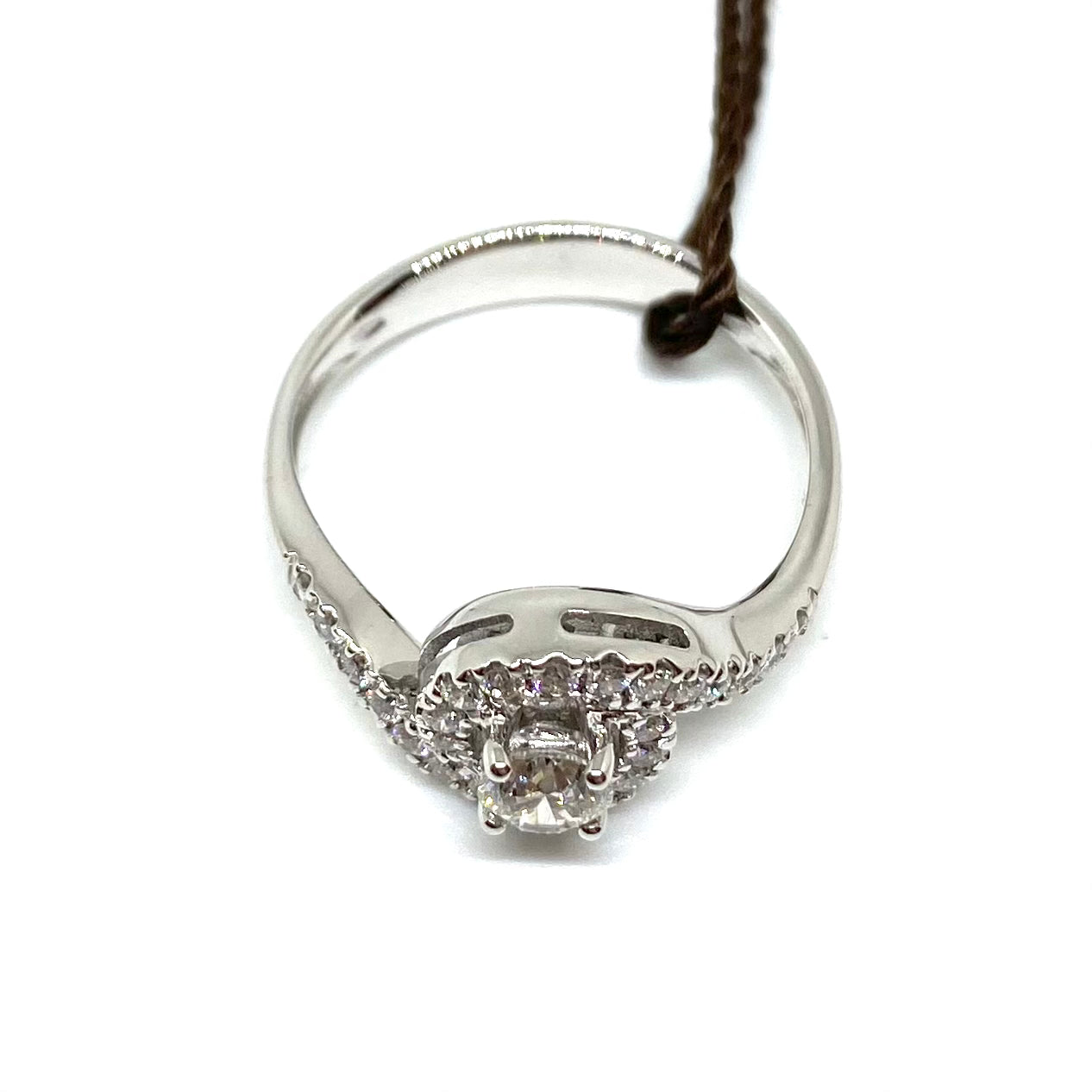 Anello in Oro Bianco con Diamante Centrale - Armonia