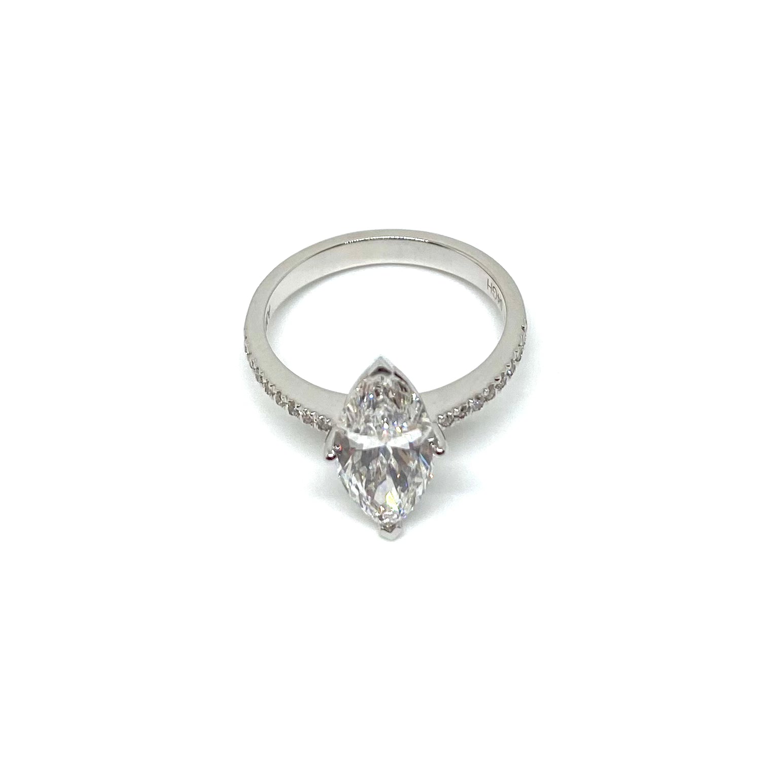 Solitario Marquise Oro Bianco - Lab Grown