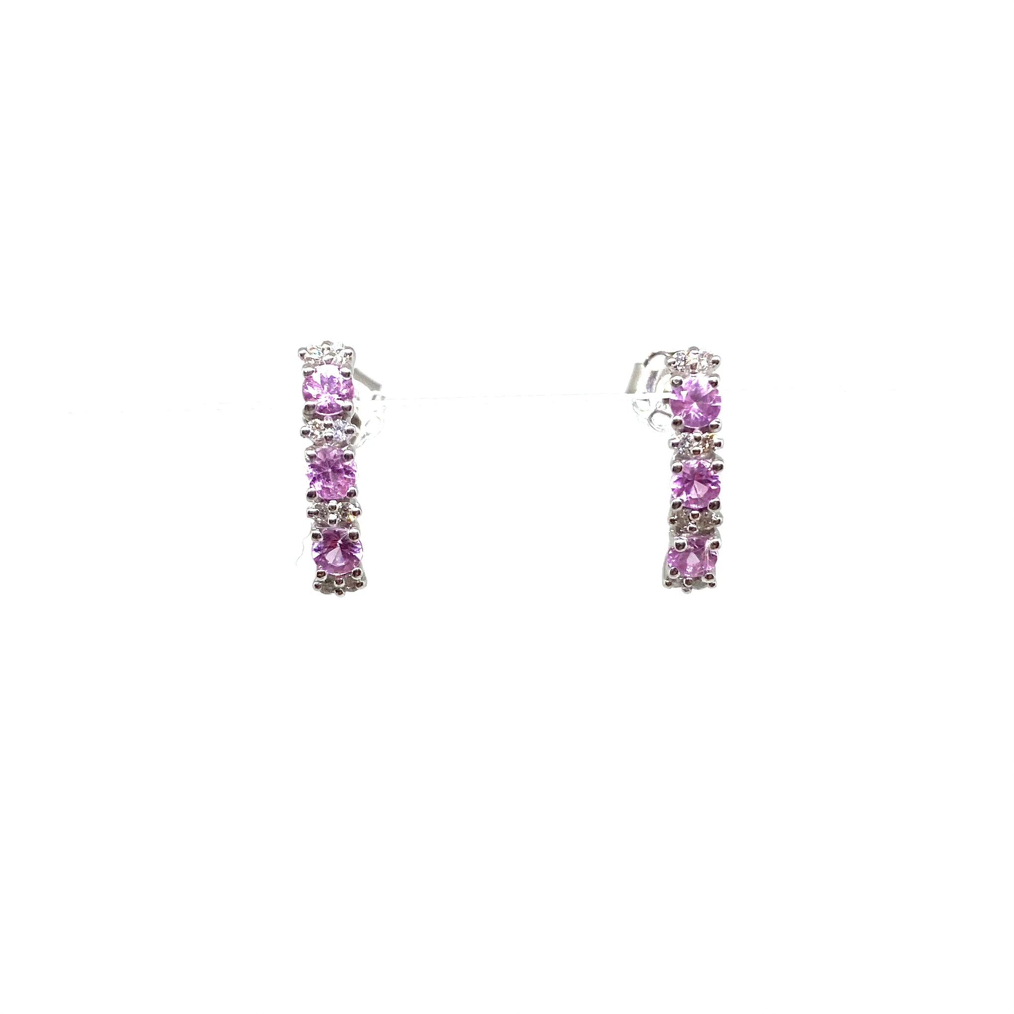 Orecchini Tennis Diamanti e Zaffiri Rosa