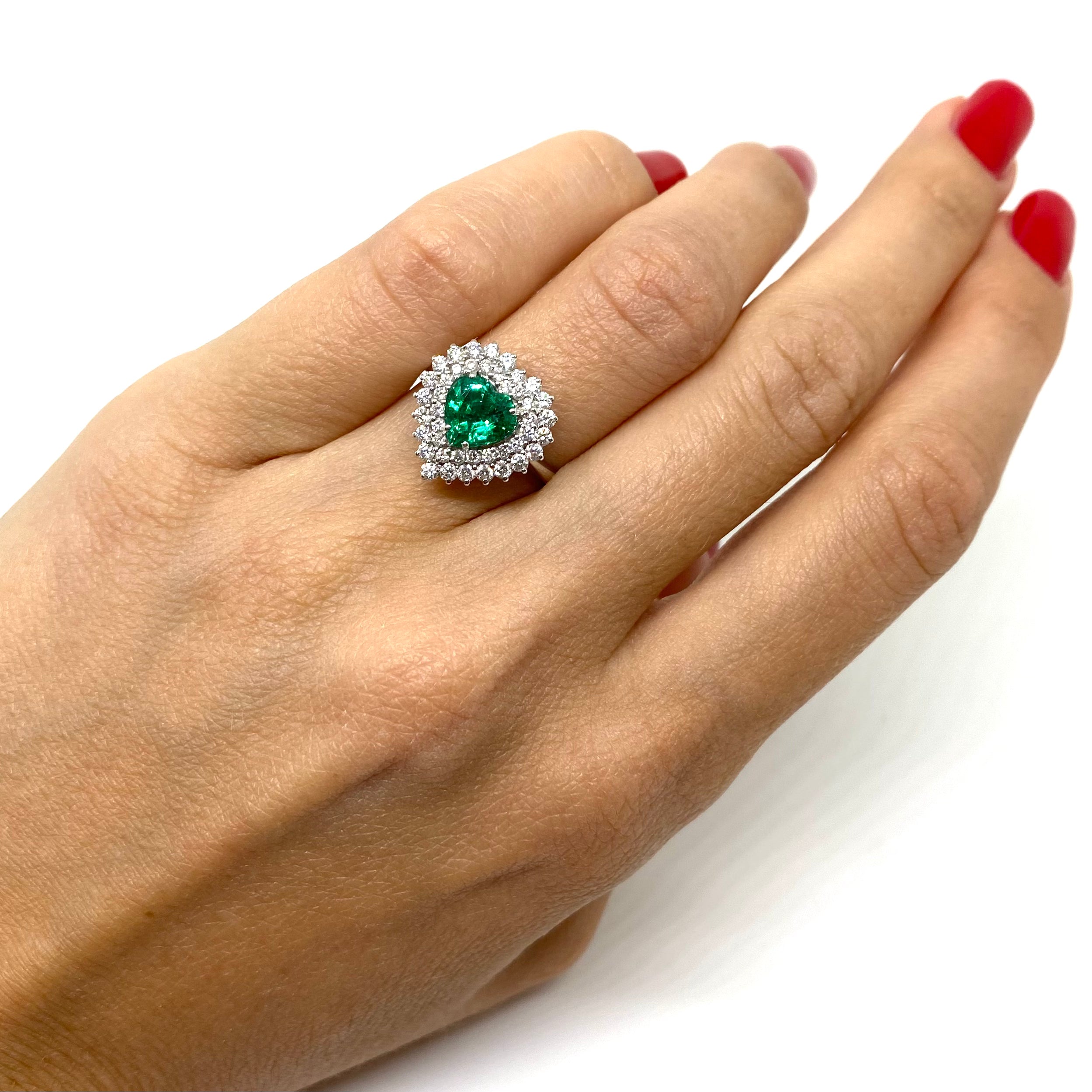 Anello Cuore - Smeraldo e Diamanti