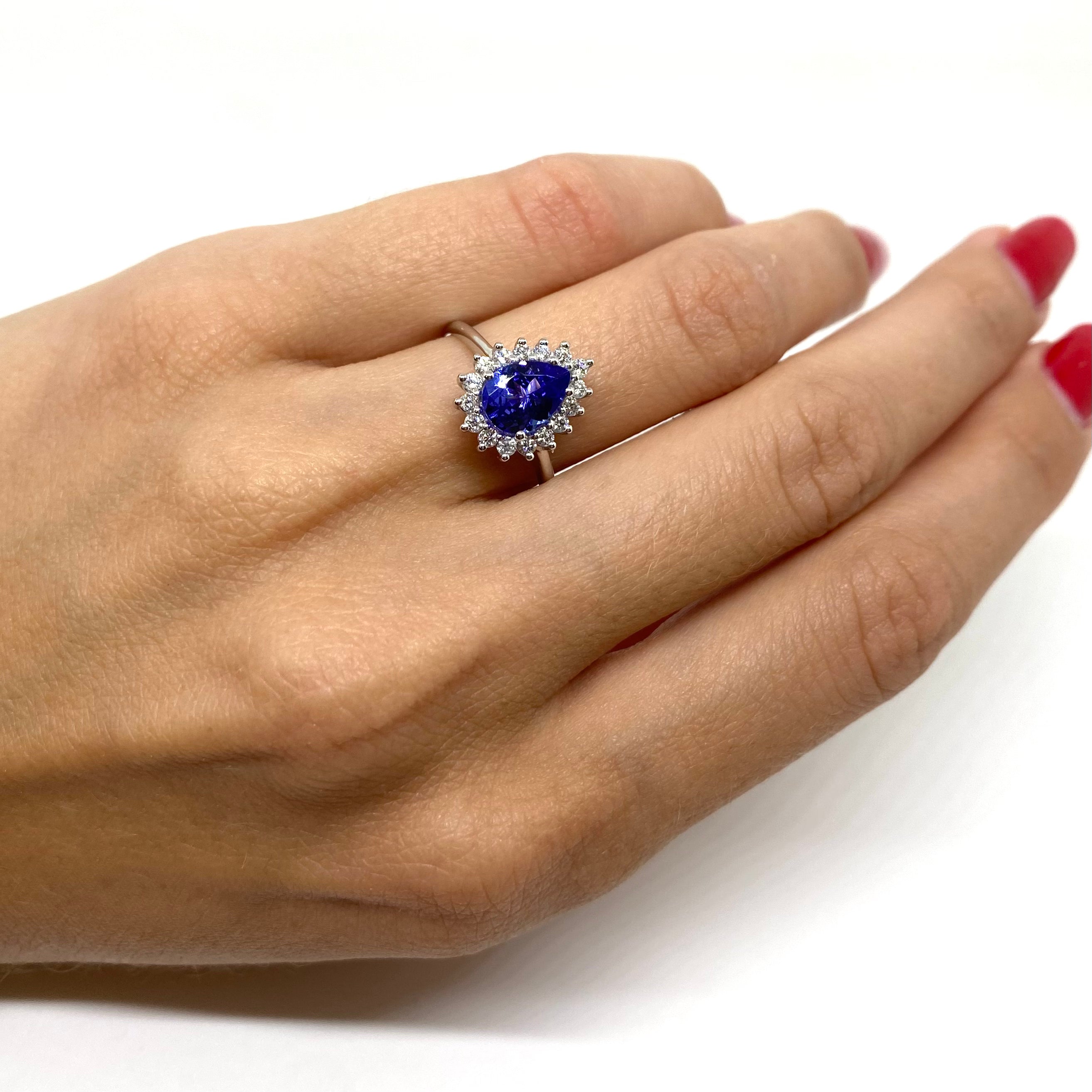 Anello a Goccia - Diamanti e Tanzanite