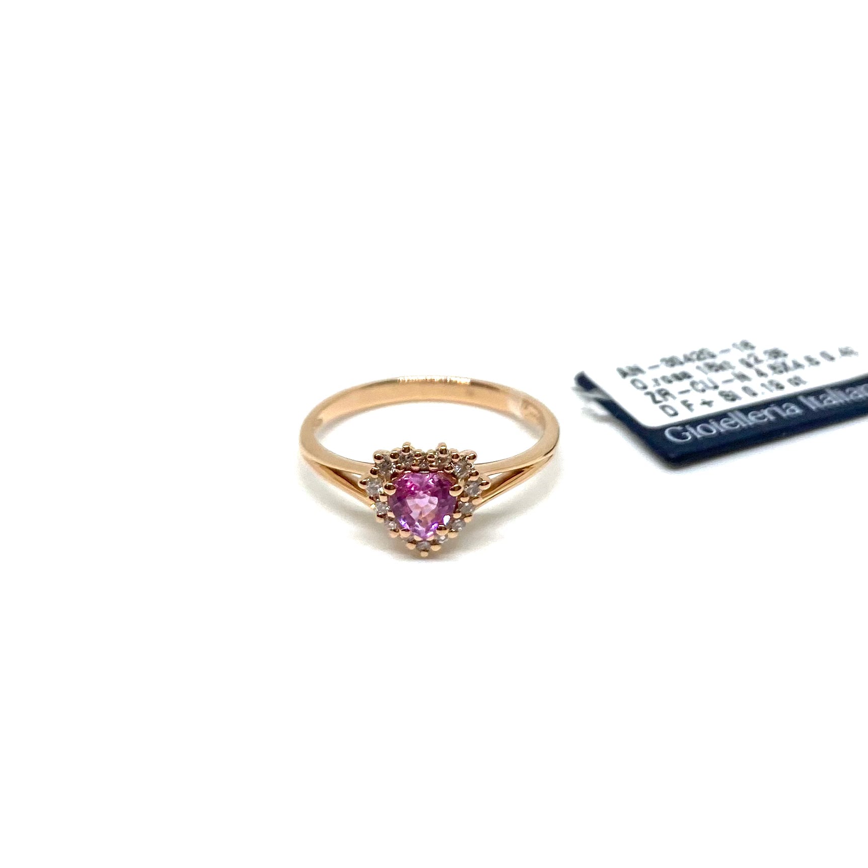Anello Cuore - Zaffiro Rosa