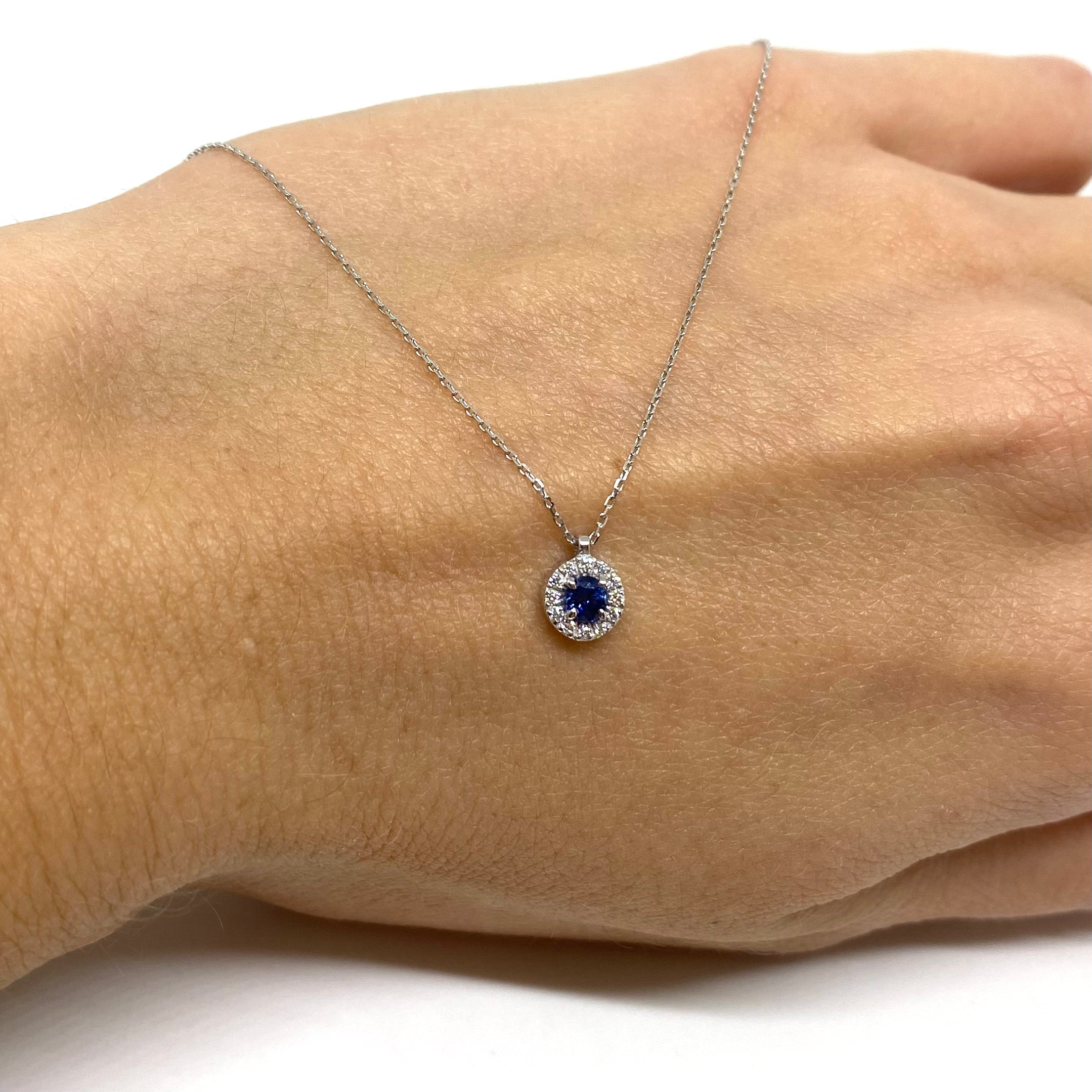 Collana Halo - Zaffiro e Diamanti