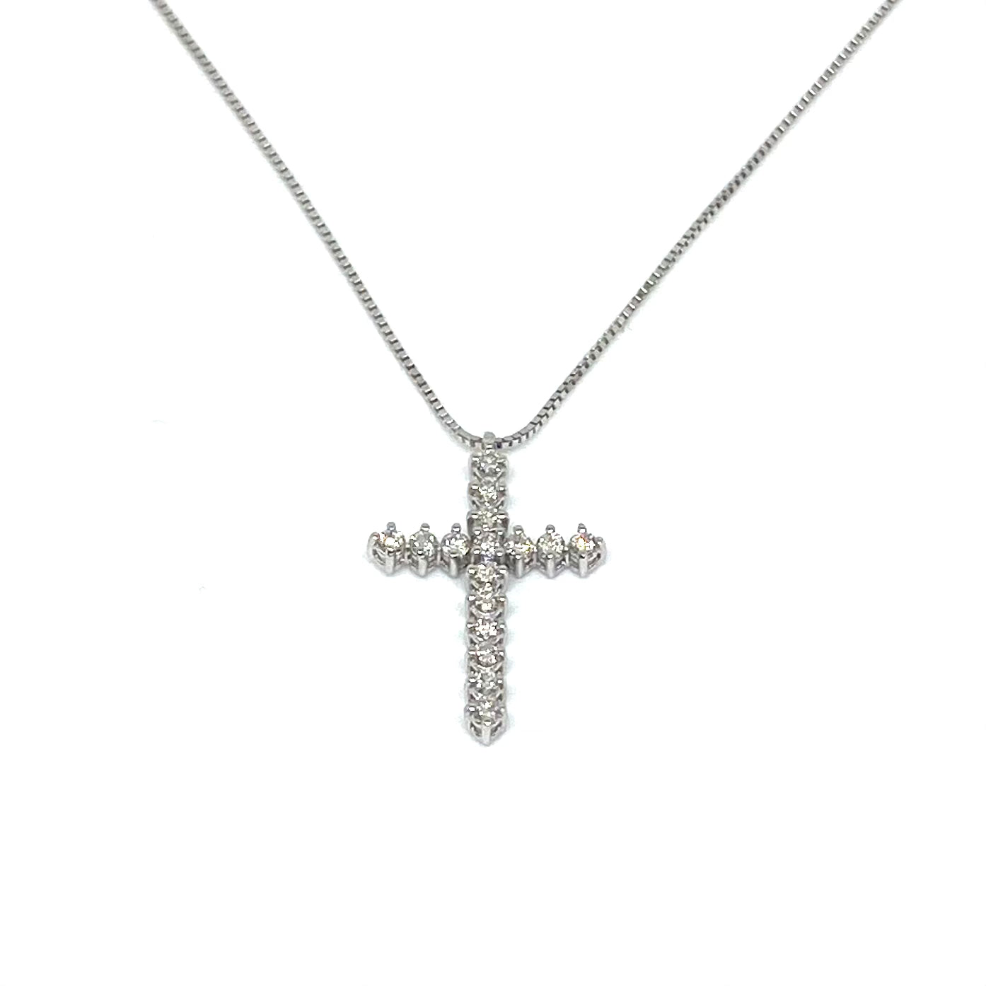 Collana Croce di Diamanti e Oro Bianco