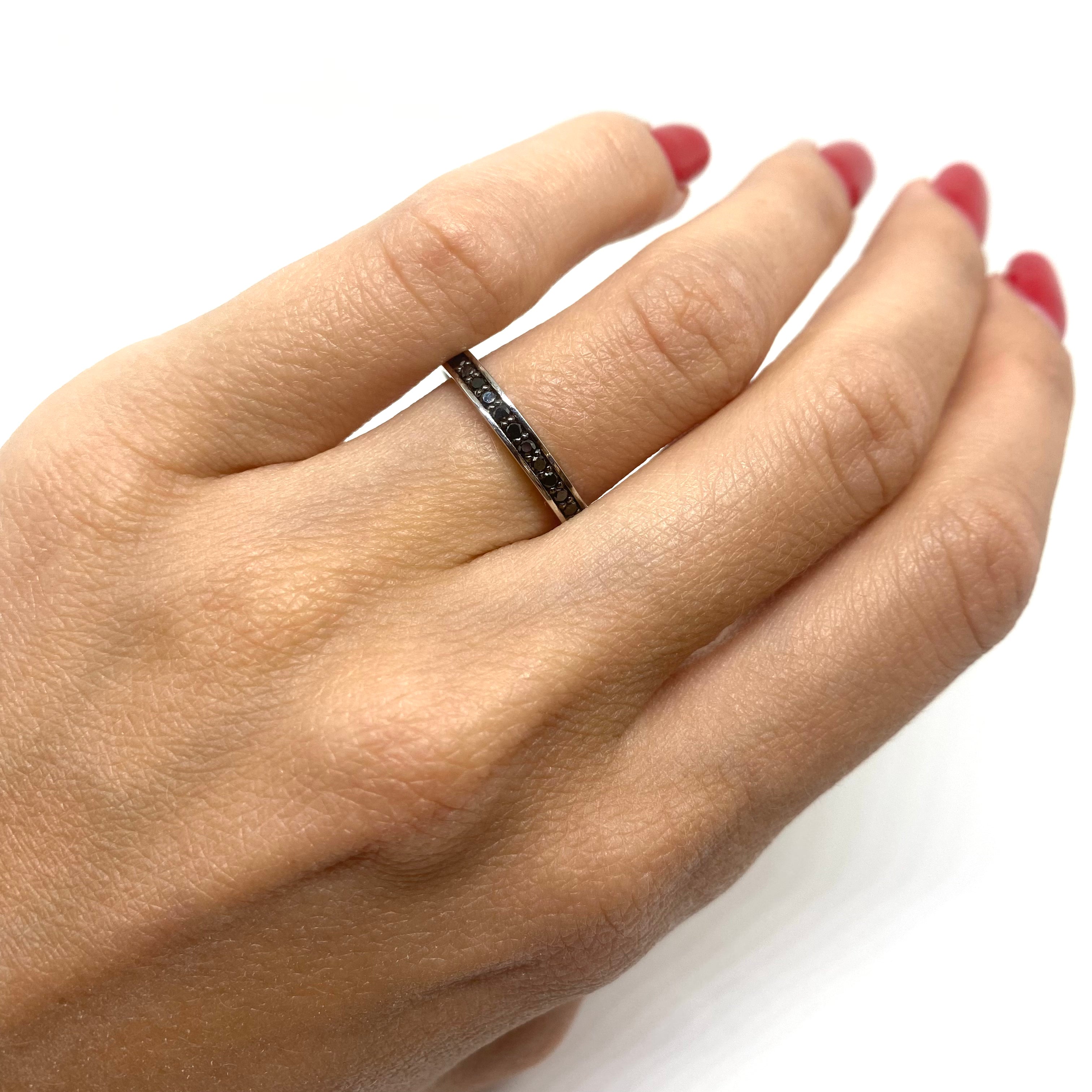 Veretta Oro Bianco e Diamanti Neri
