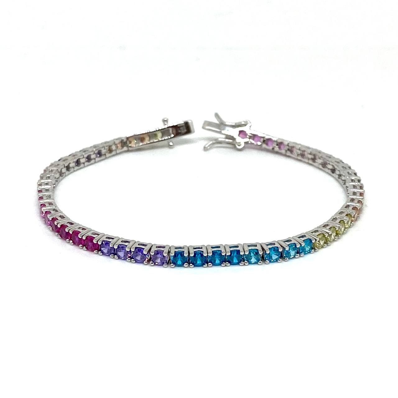 Bracciale Tennis Rainbow - Argento 3 MM