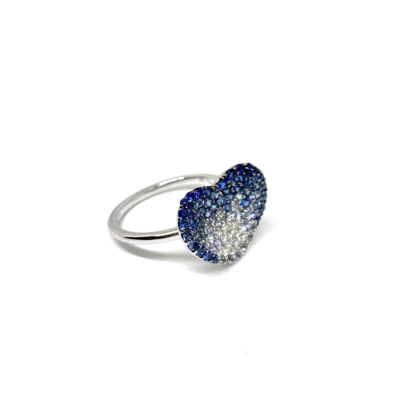 Anello Cuore Blu- Diamanti e Zaffiri