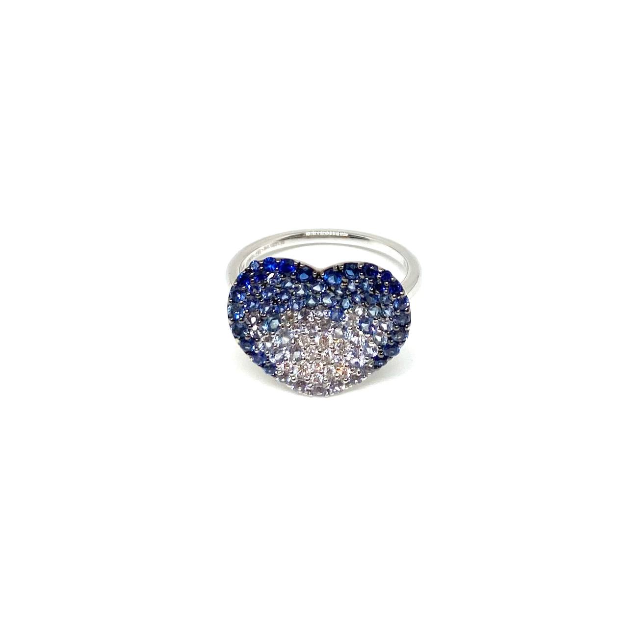 Anello Cuore Blu- Diamanti e Zaffiri