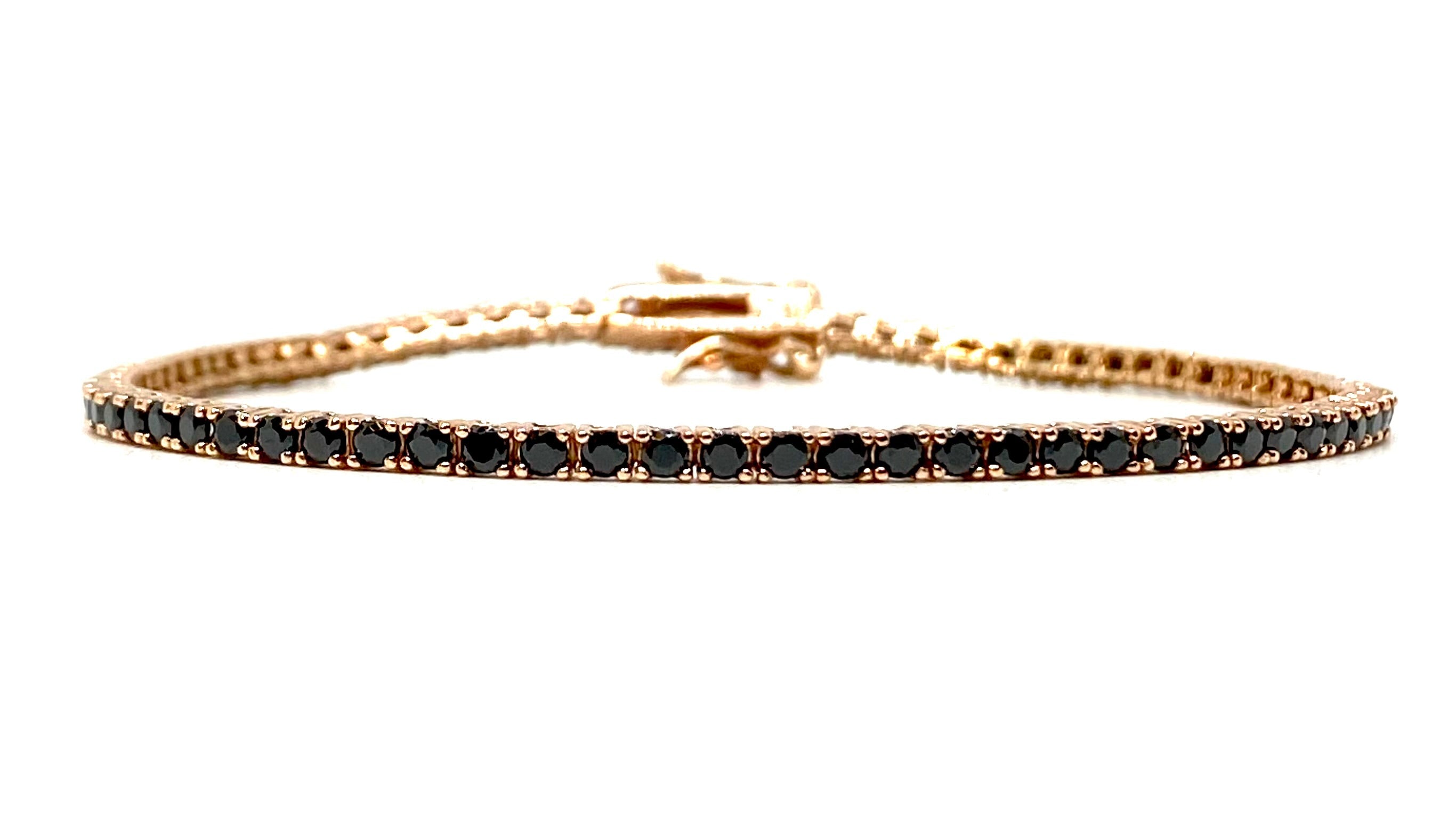 Bracciale tennis Rosegold - Pietre Nere 2MM