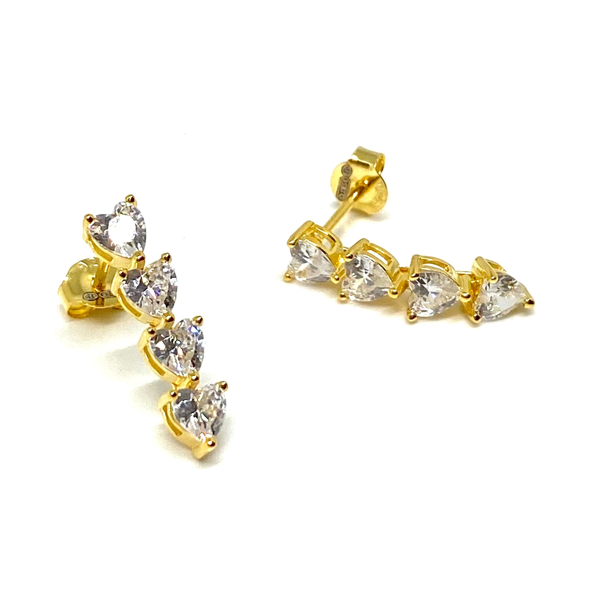 Orecchini Pendenti Cuori- Bagno Gold