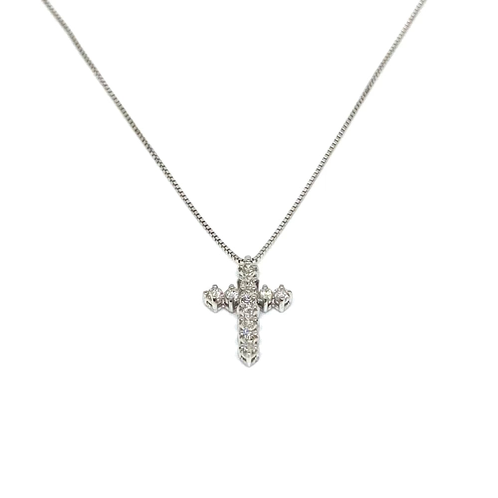 Collana Croce di Diamanti e Oro Bianco