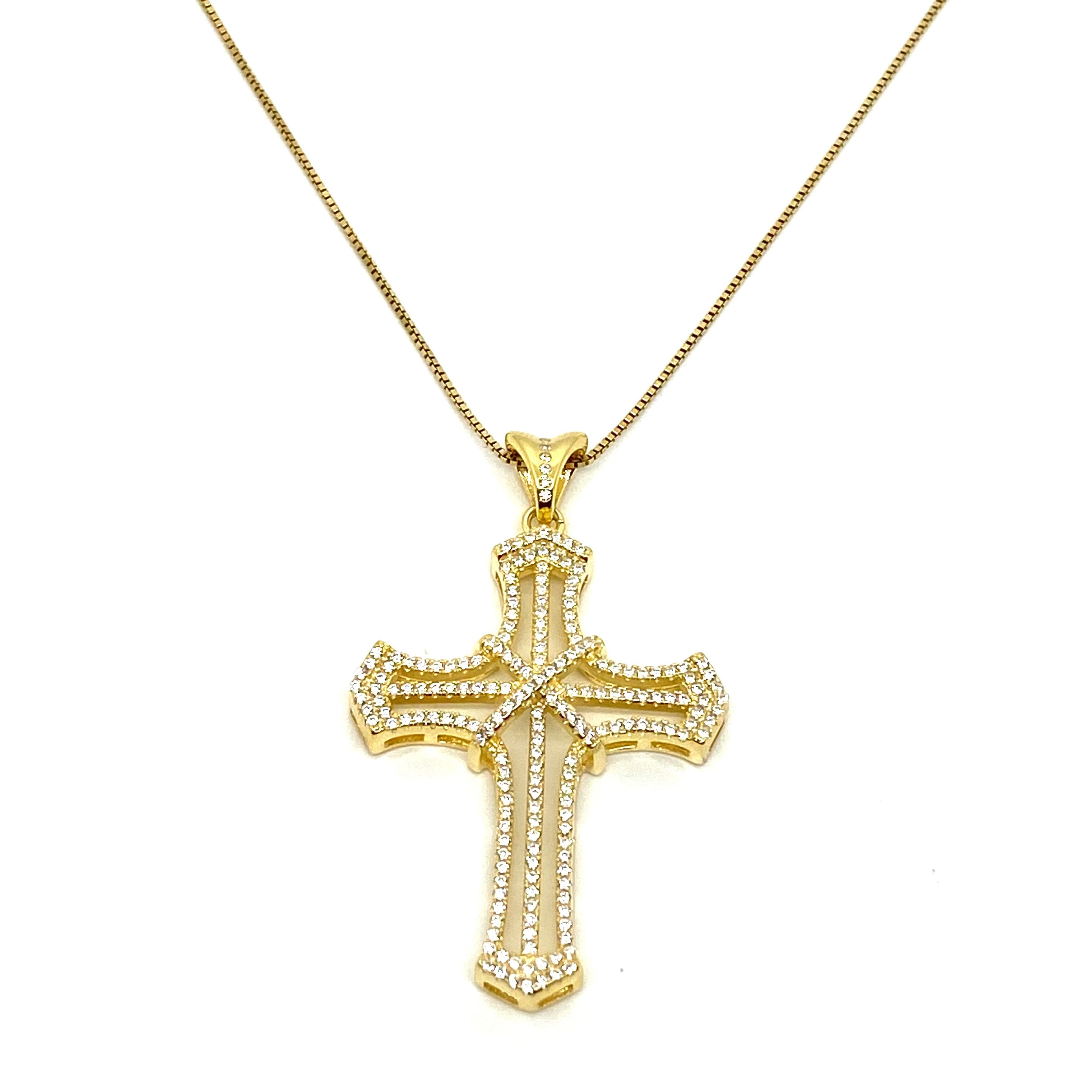 Collana Crocifisso Con Zirconi-GOLD