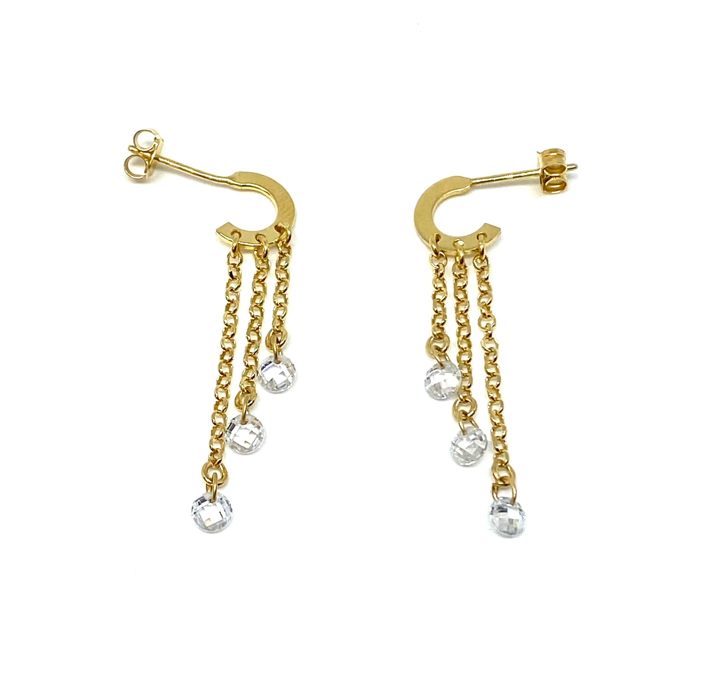 Orecchini 3 Pendenti Gold