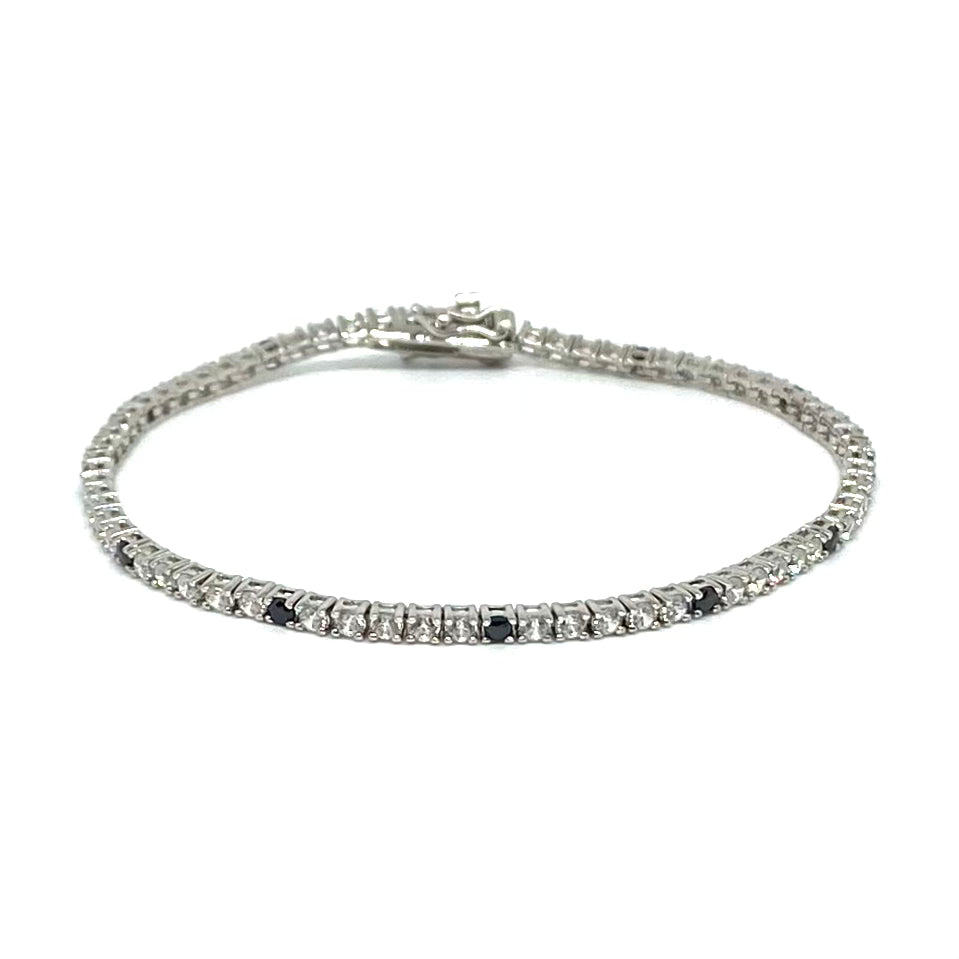Bracciale Tennis 5+1 Bianco e Nero