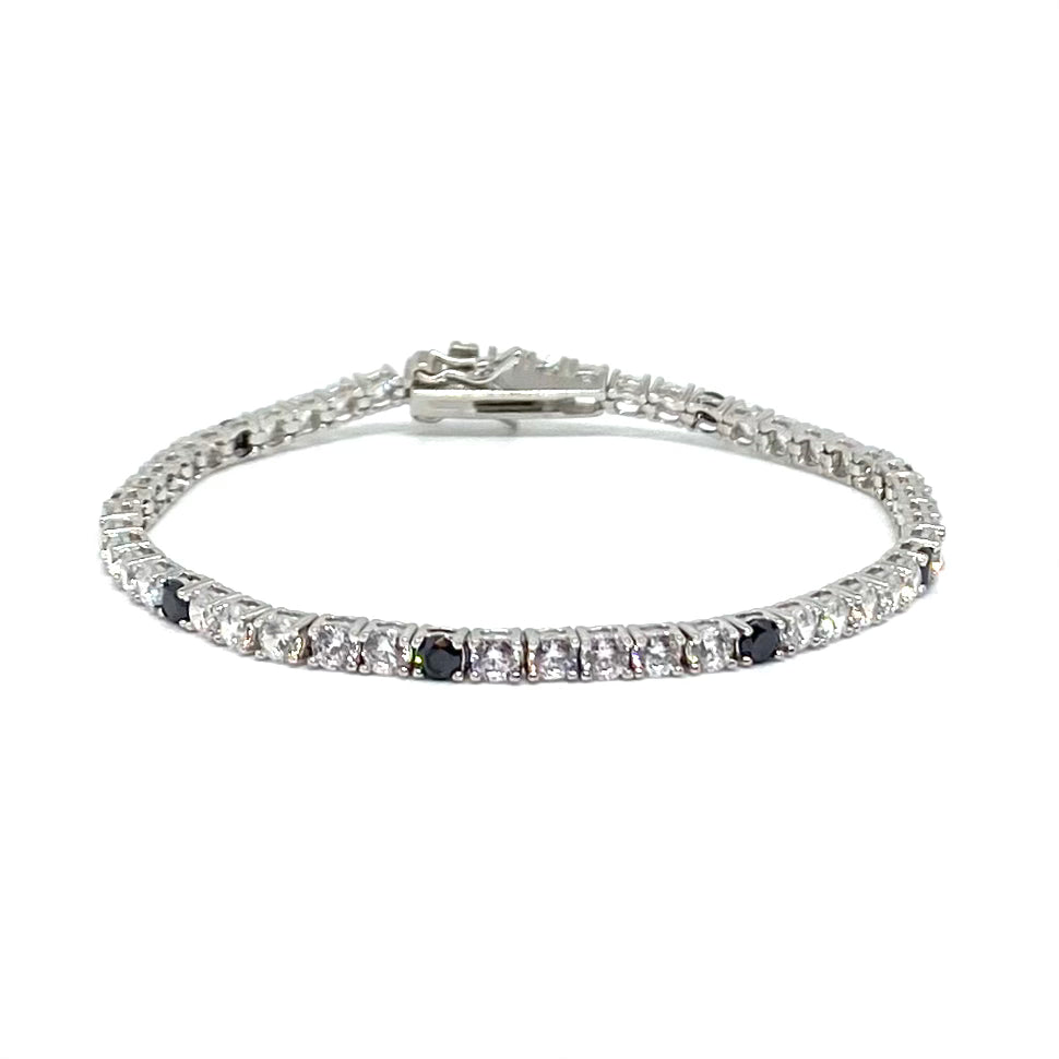 Bracciale Tennis 5+1 Bianco e Nero