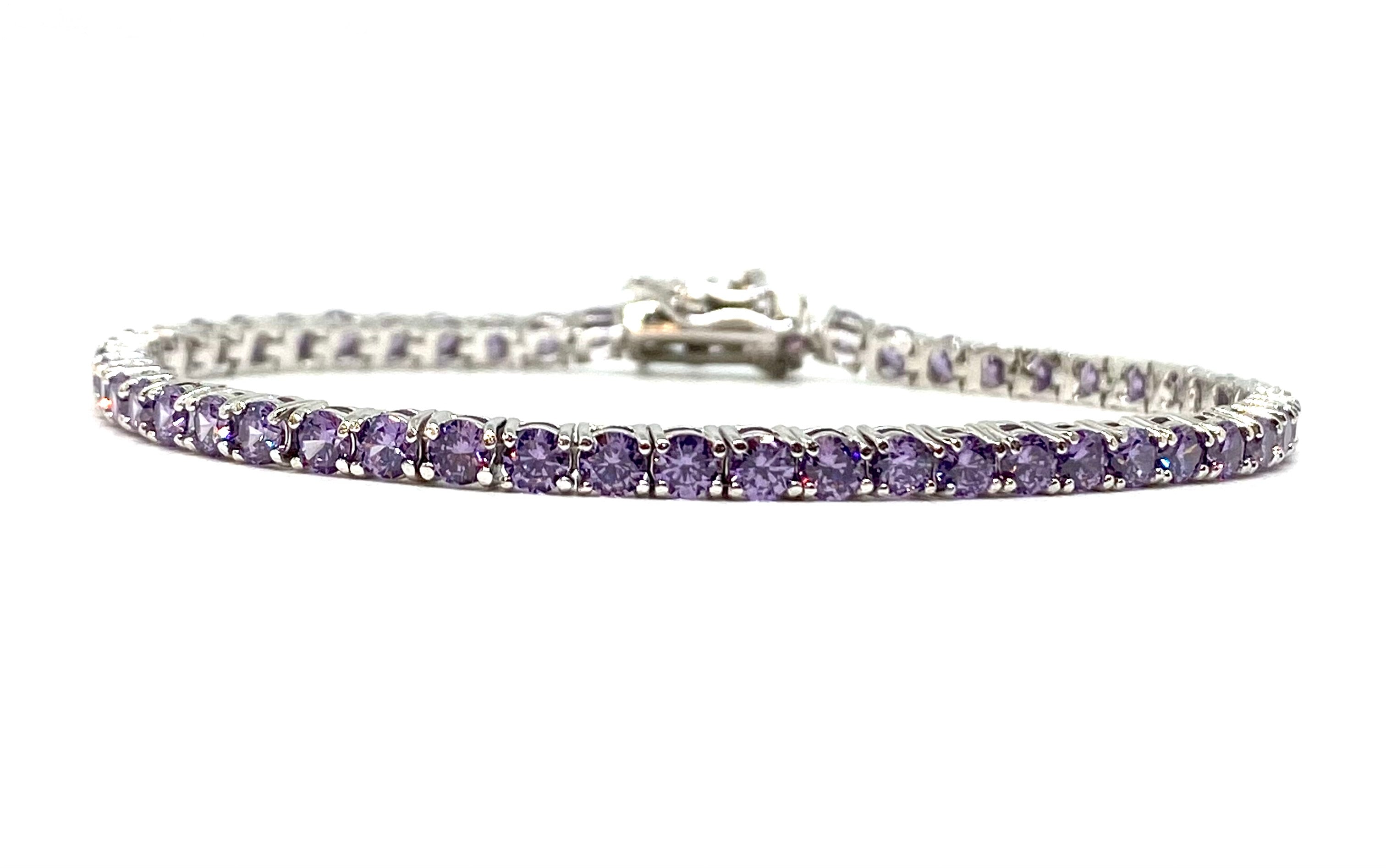 Bracciale Tennis 3mm - Viola Ametista