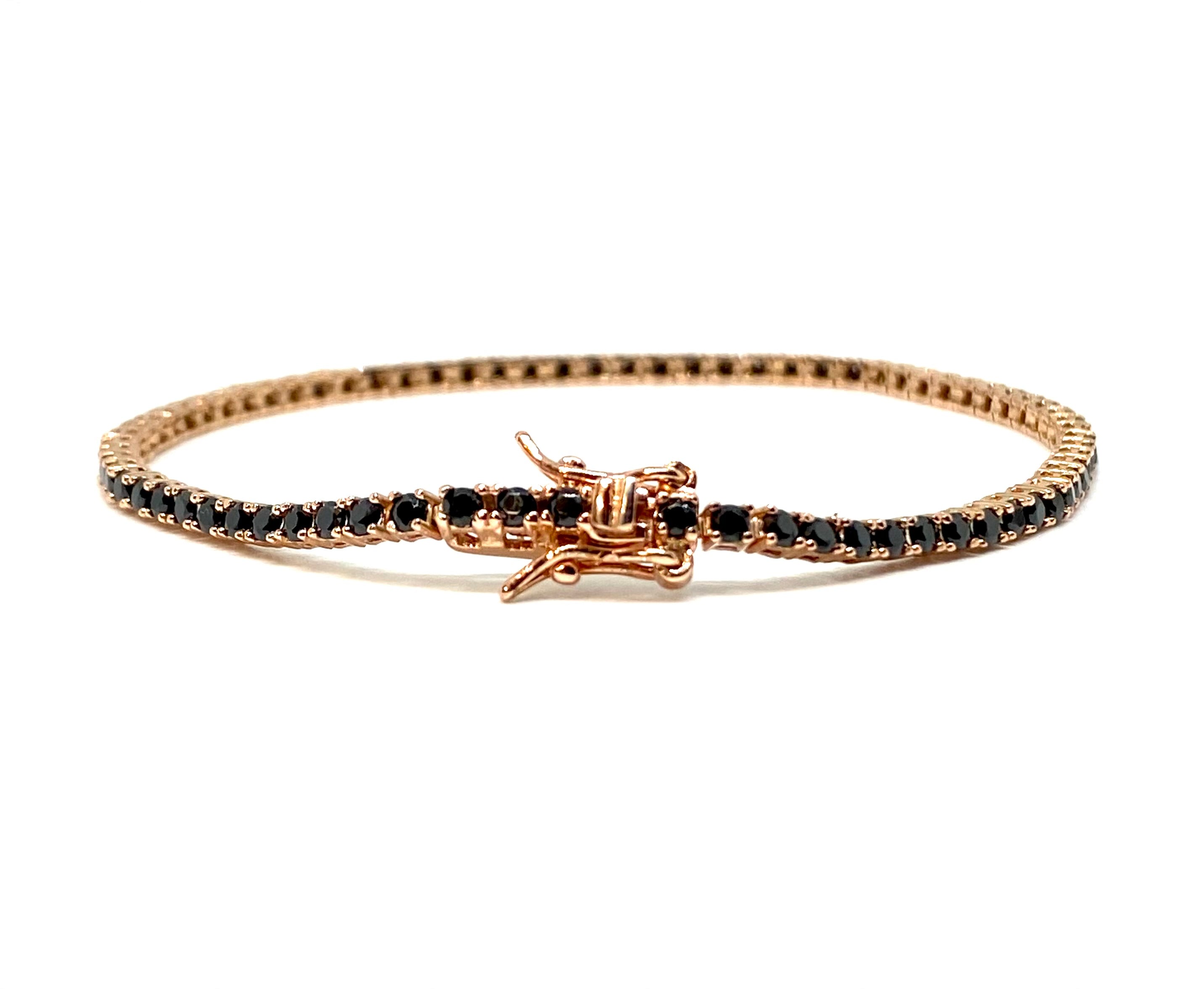 Bracciale tennis Rosegold - Pietre Nere 2MM