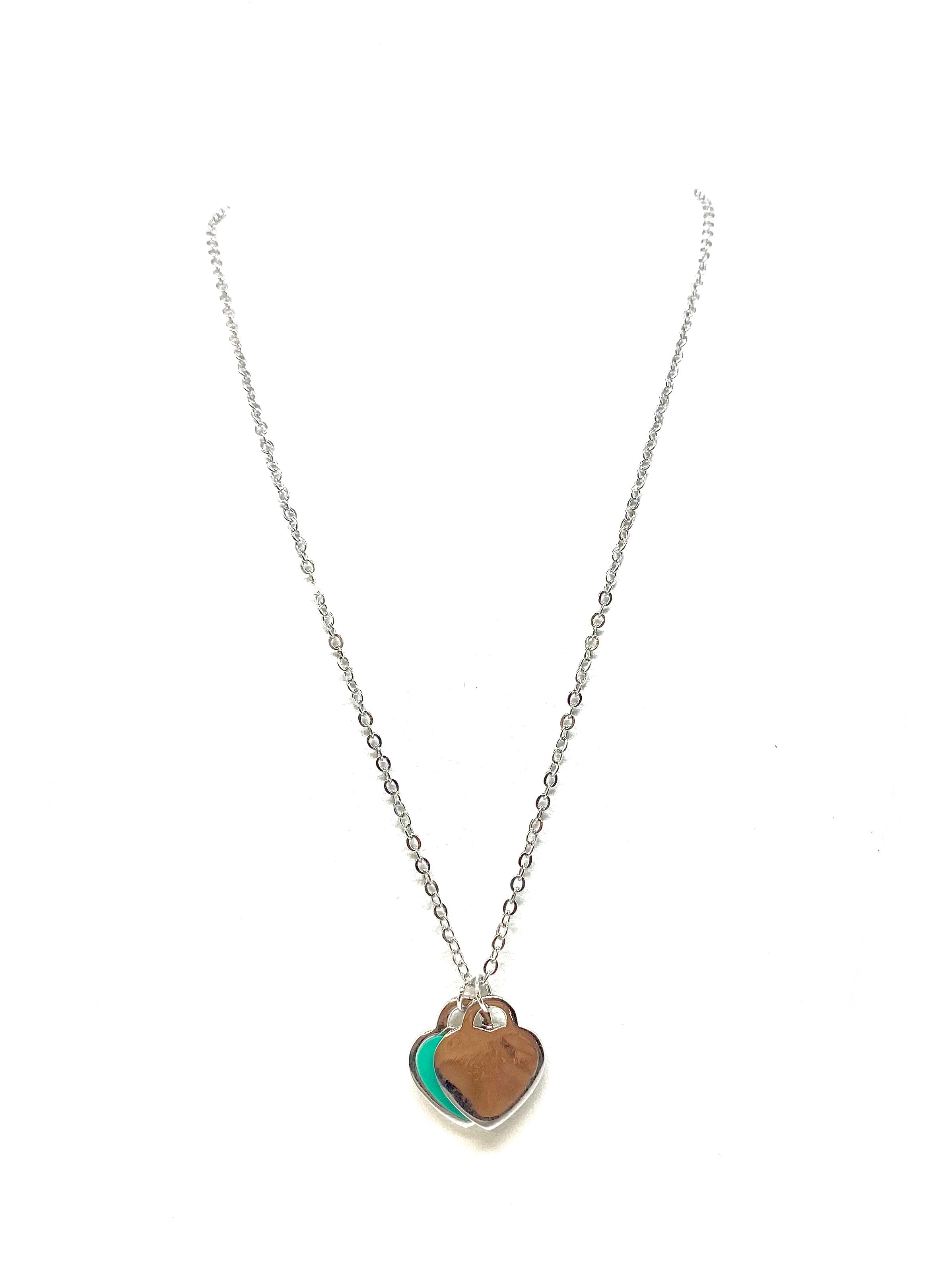 Collana Cuore doppio - Verde Tiffany