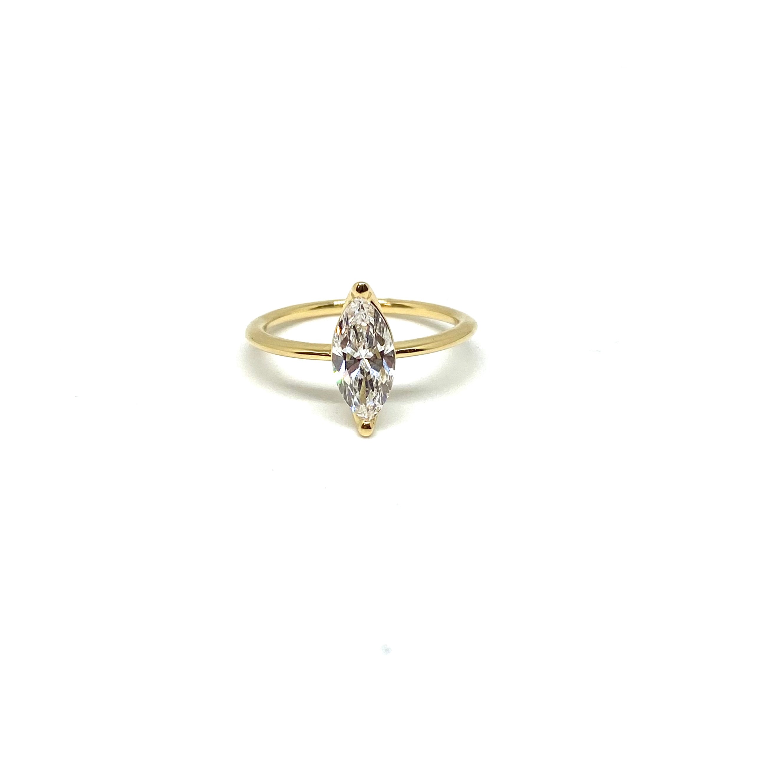 Anello Marquise Oro Giallo e Lab Grown