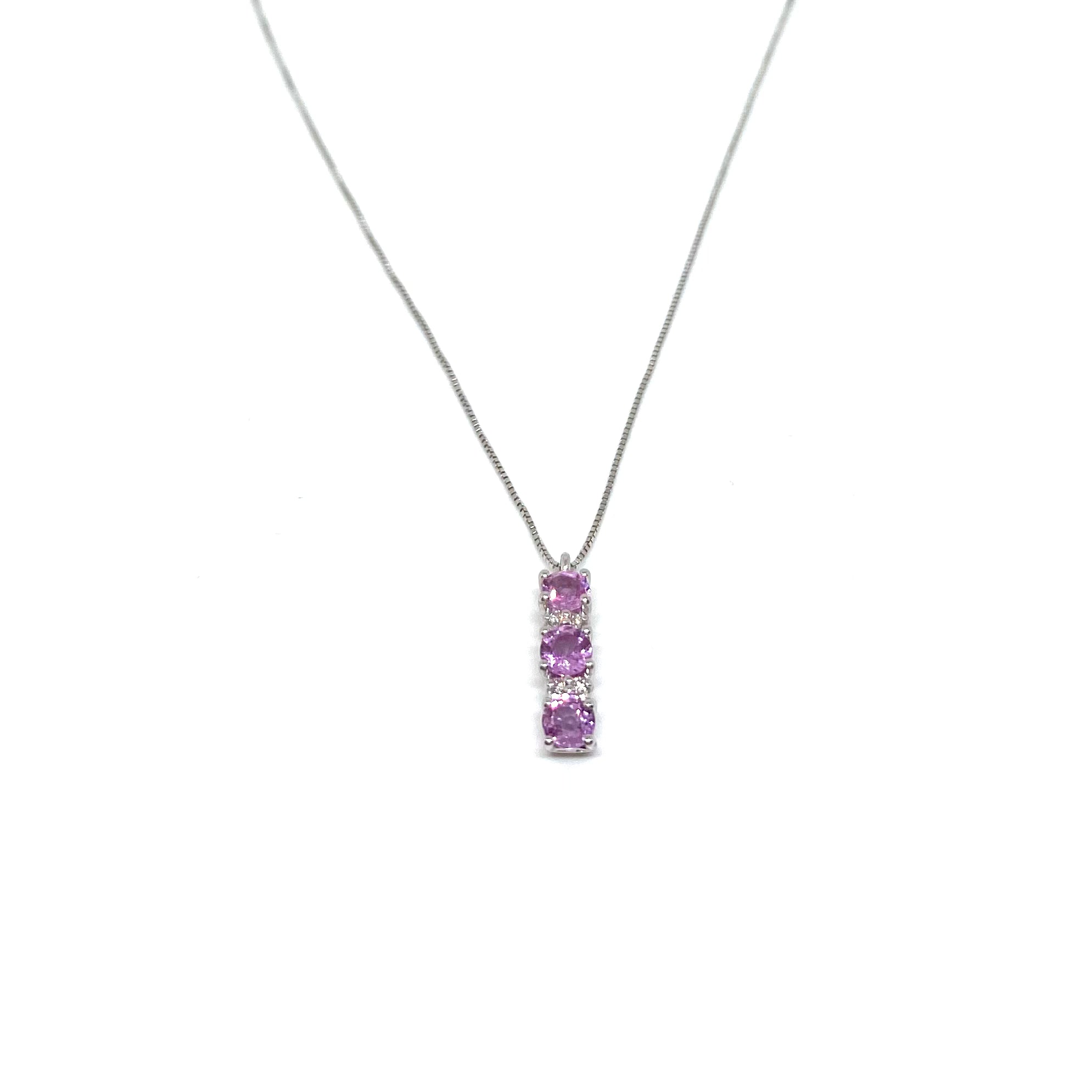 Collana Diamanti e Zaffiri Rosa