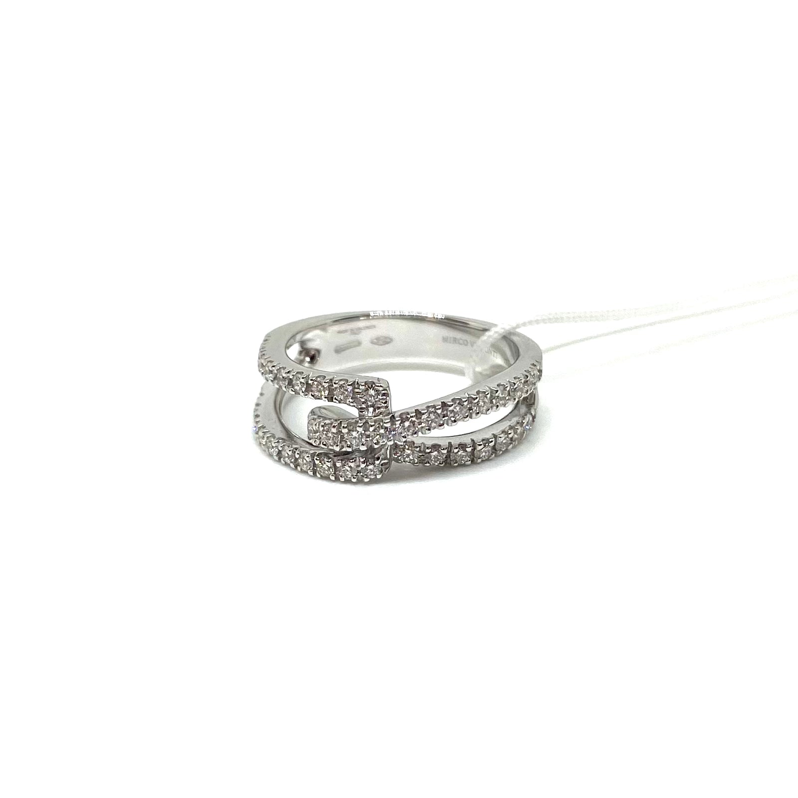 Anello a Fascia Intrecciato - Oro e Diamanti