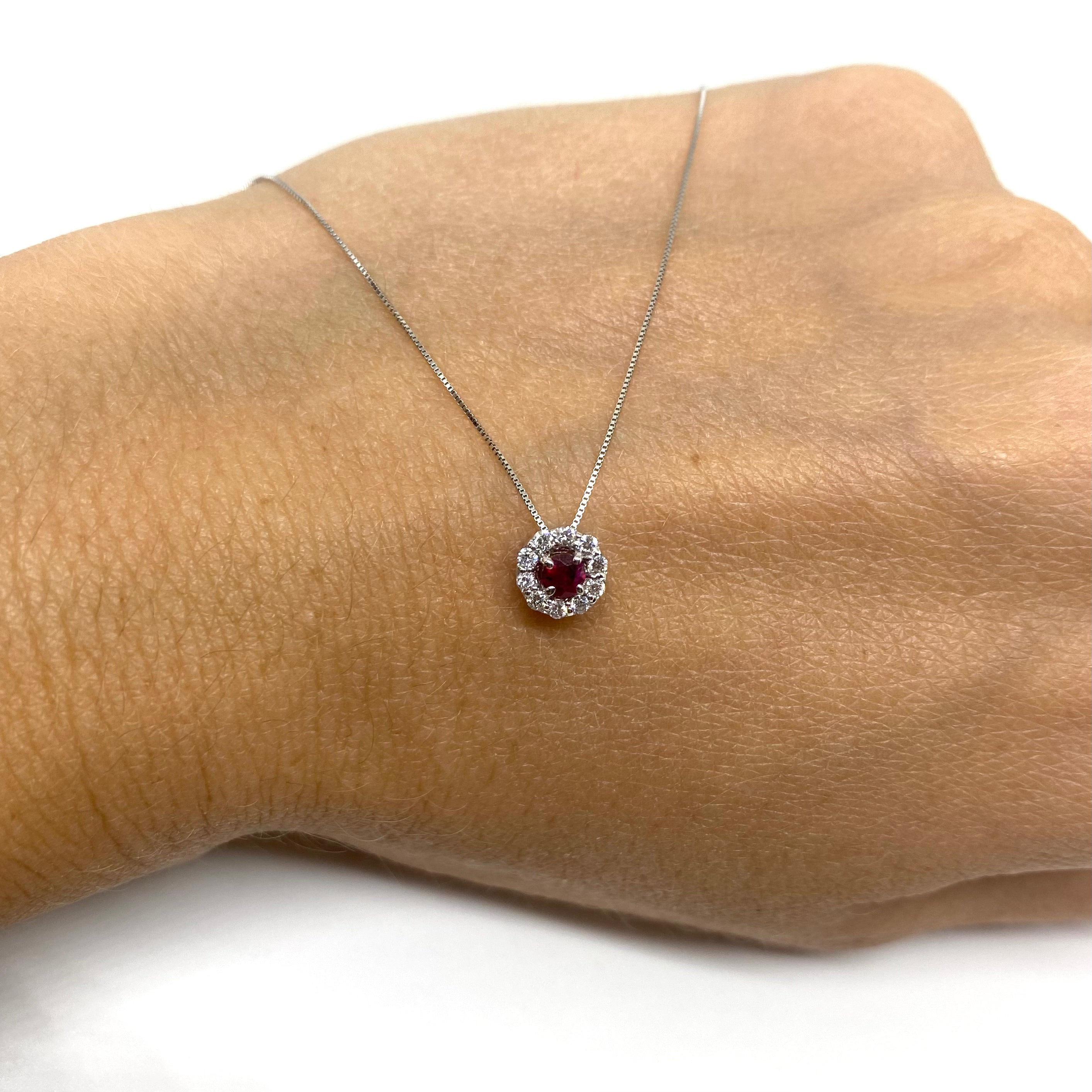 Collana Kate - Oro Bianco e Rubino