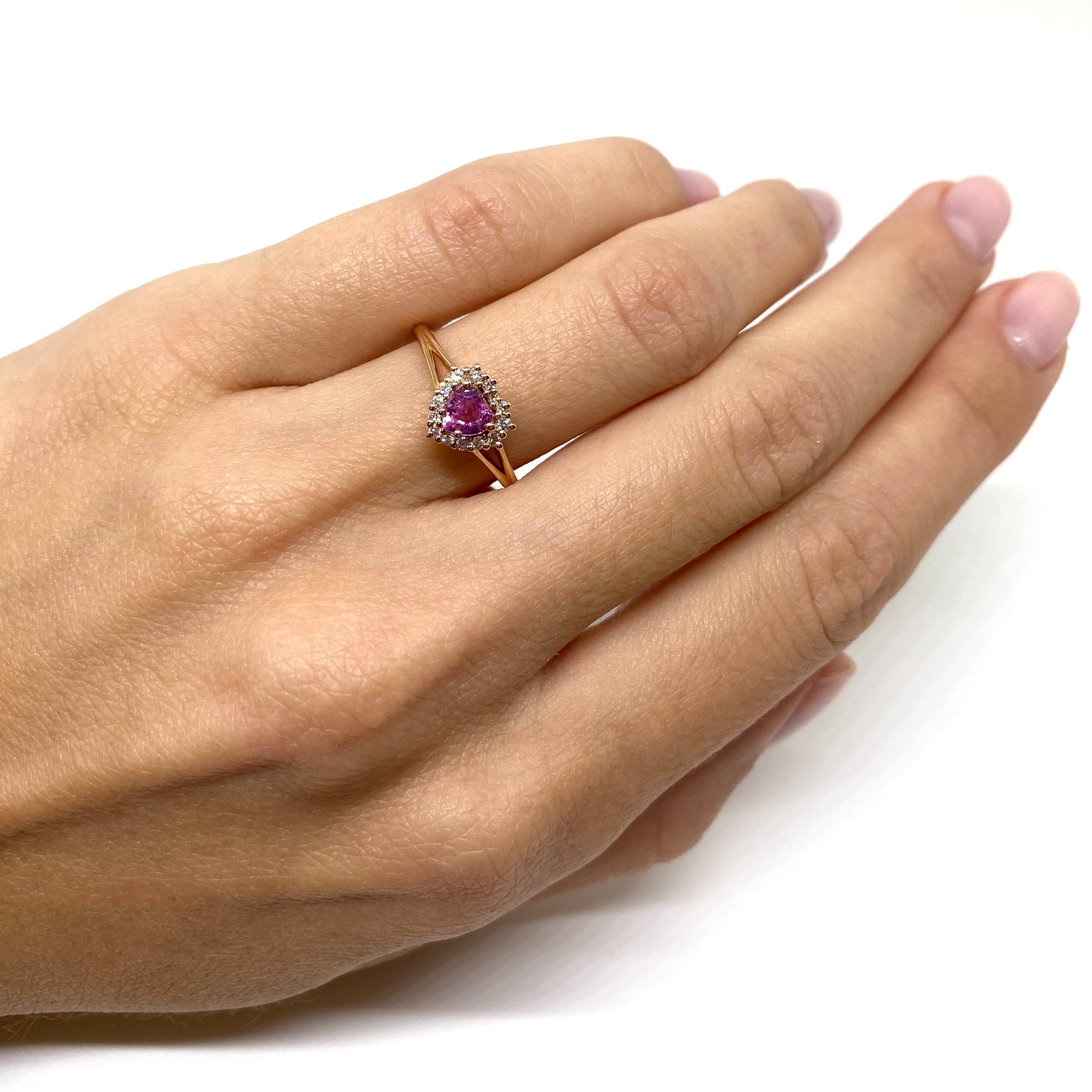 Anello Cuore - Zaffiro Rosa