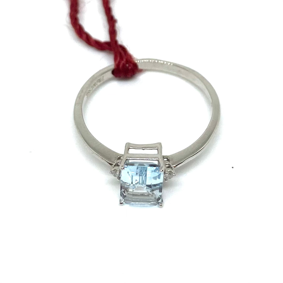 Anello Acqua Marina - Taglio Baguette