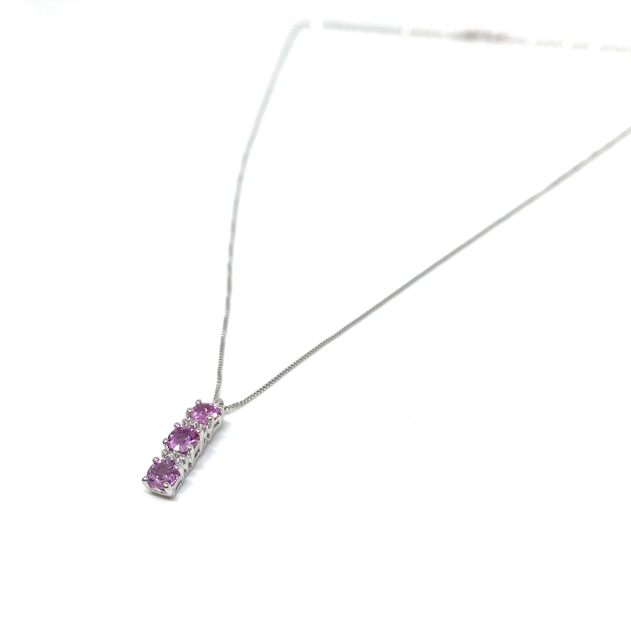 Collana Diamanti e Zaffiri Rosa