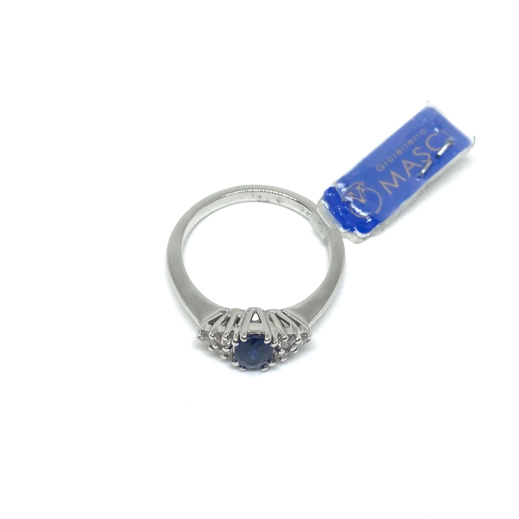 Anello Oro Bianco e Zaffiro