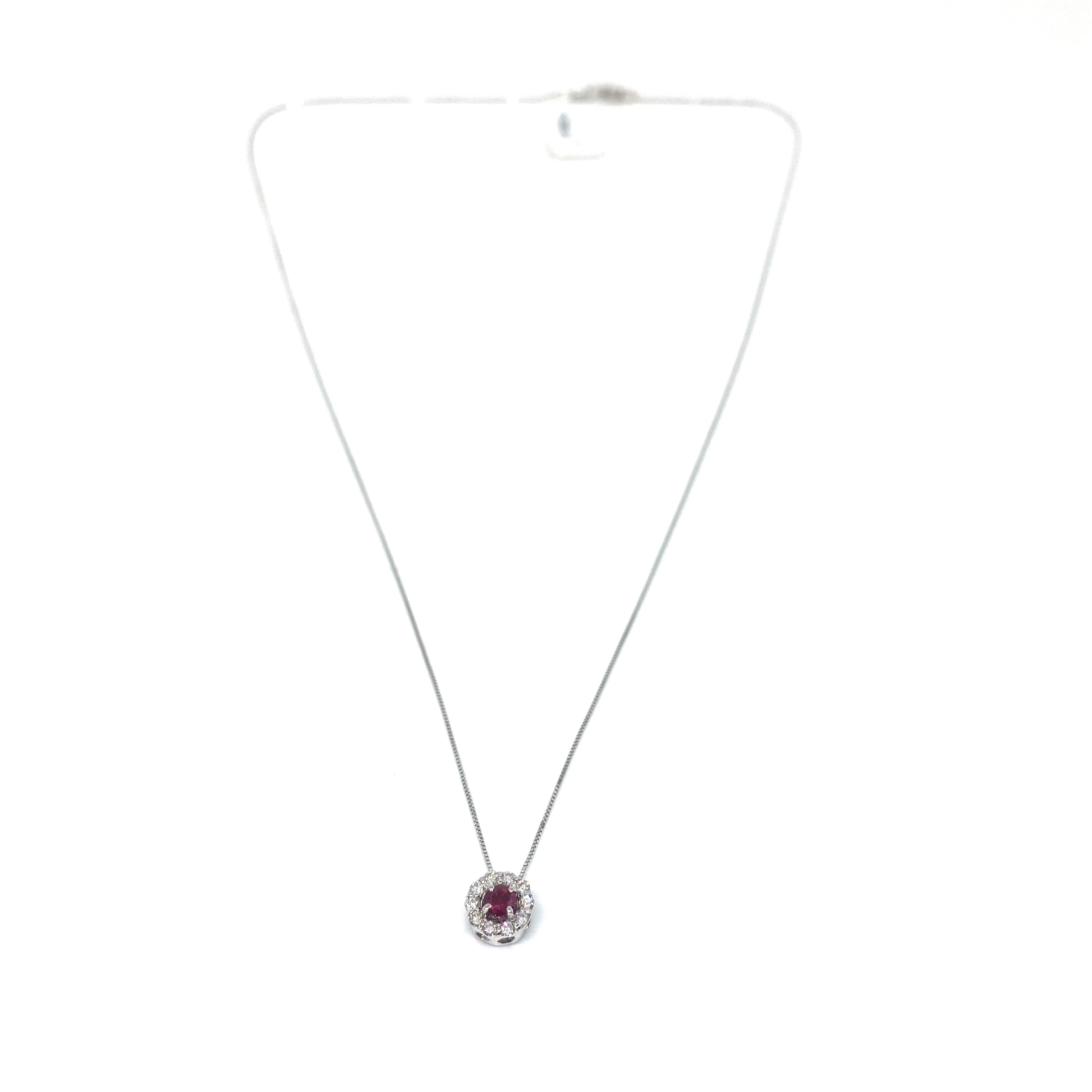 Collana Kate - Oro Bianco e Rubino