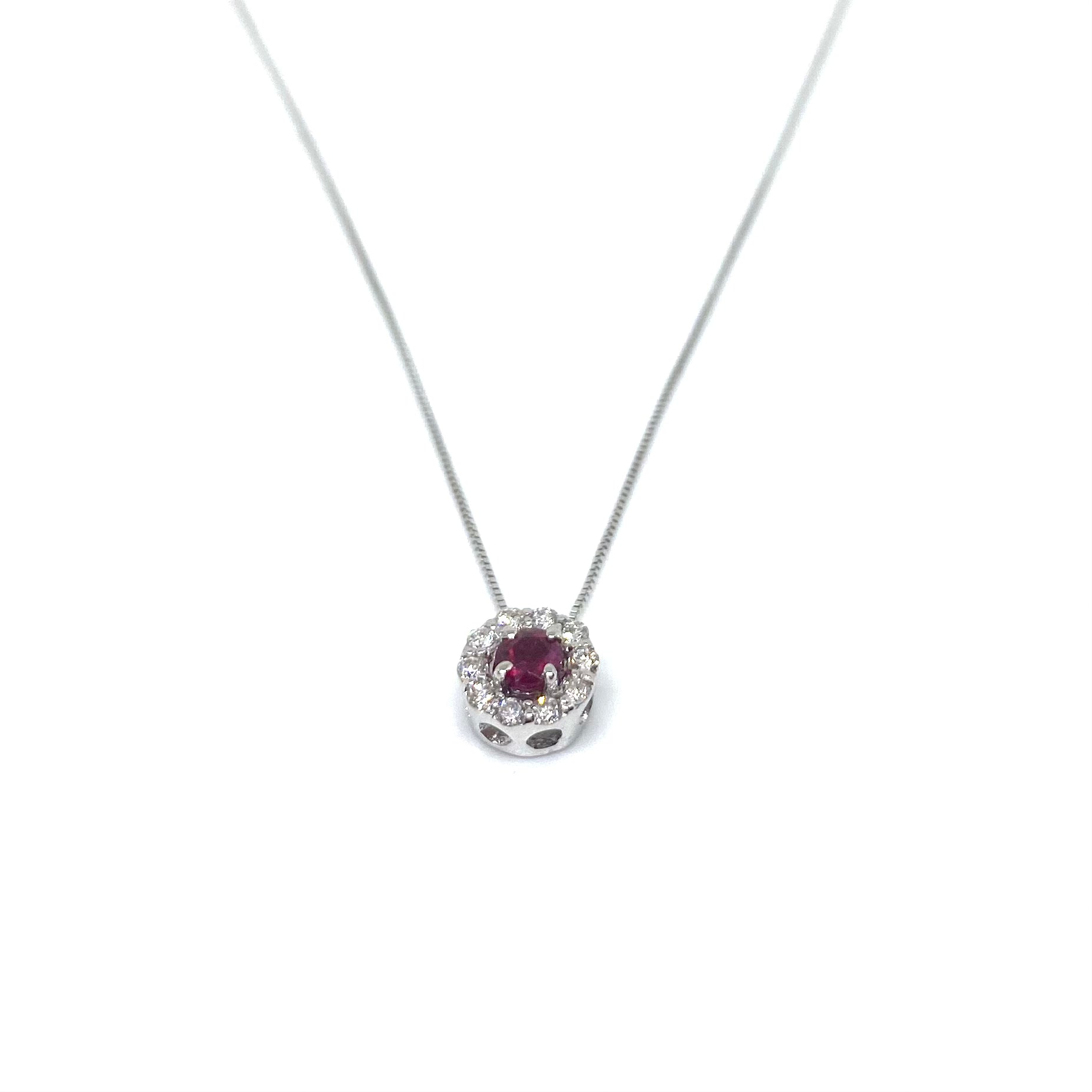 Collana Kate - Oro Bianco e Rubino