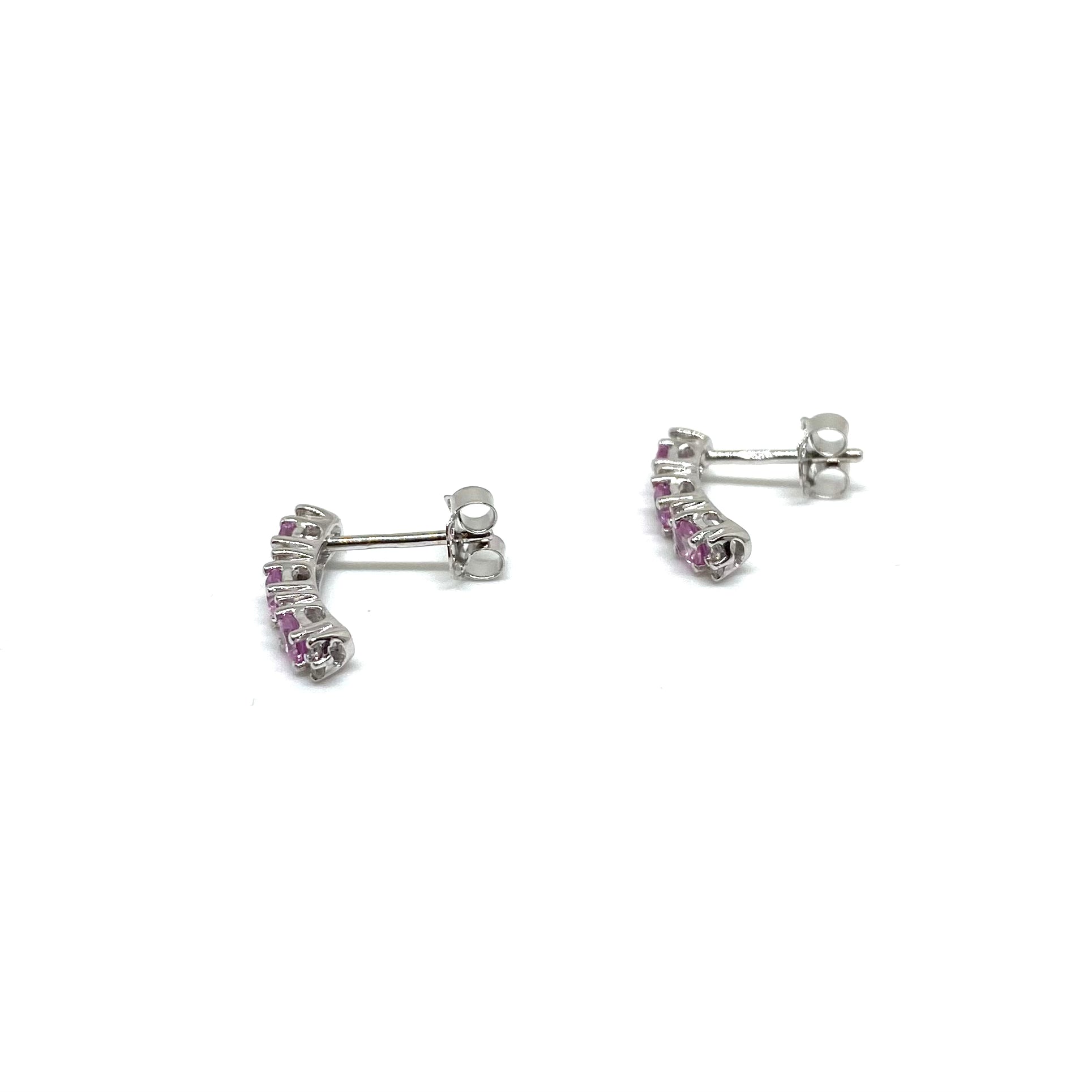 Orecchini Tennis Diamanti e Zaffiri Rosa