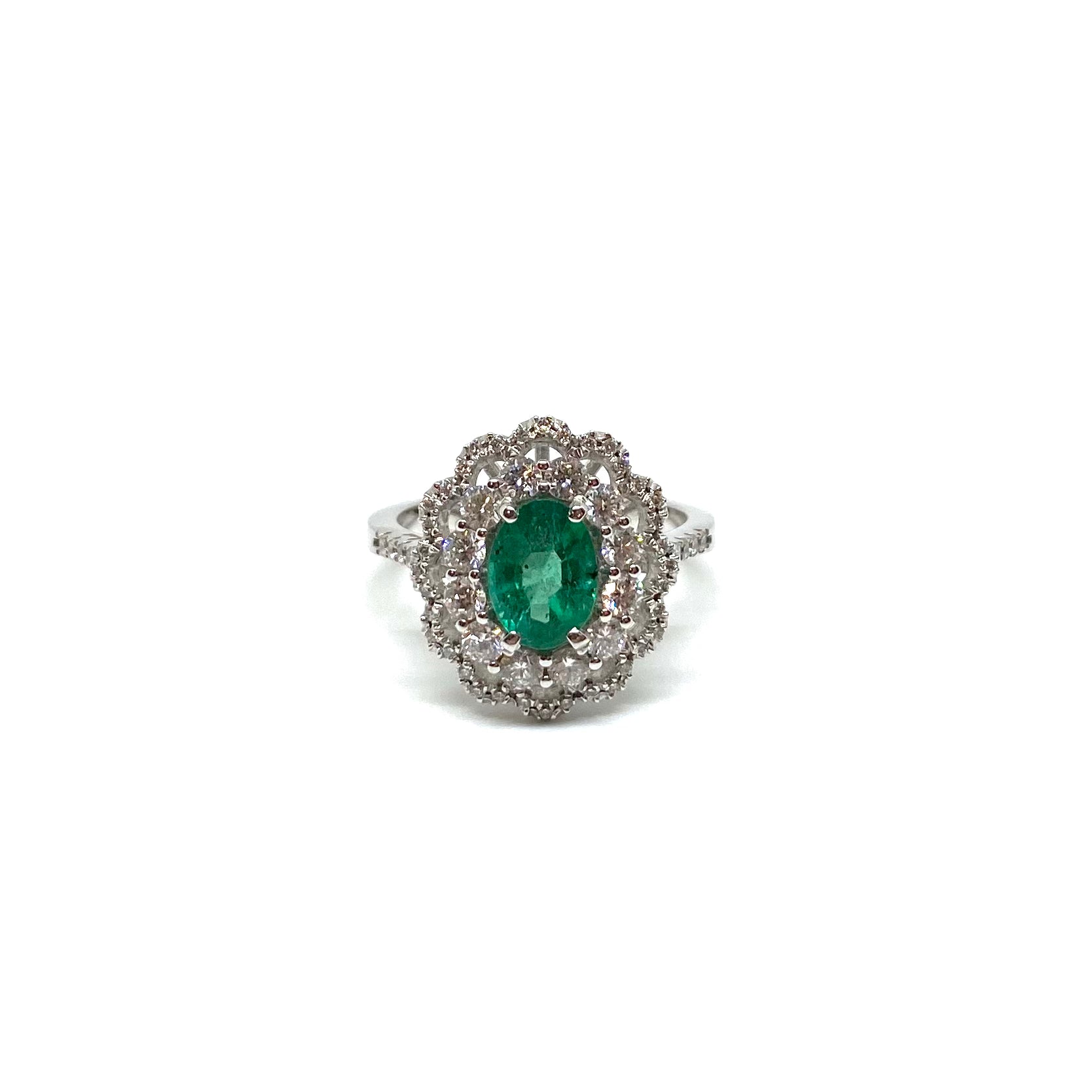 Anello Kate Smeraldo e Diamanti