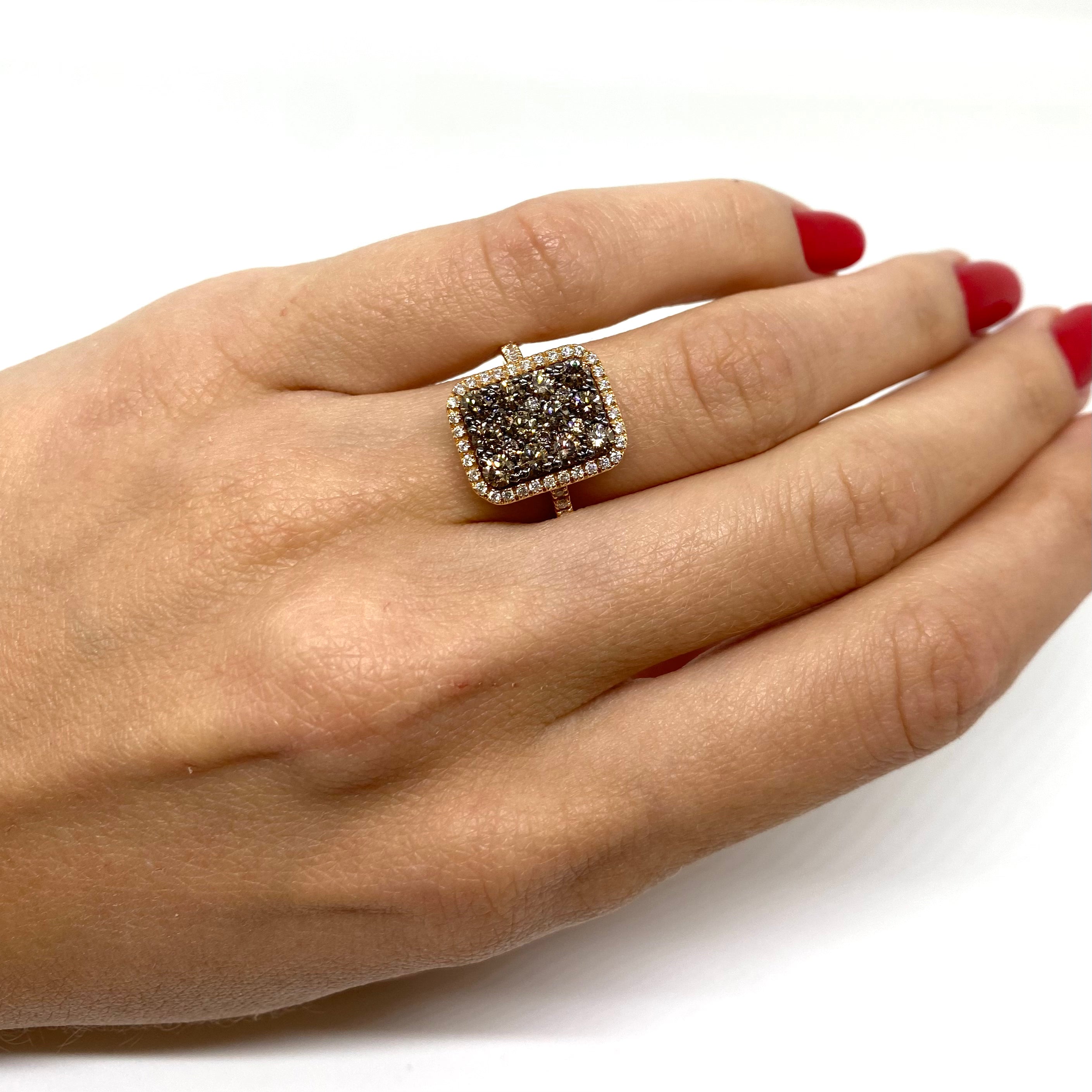Anello Oro Rosa e Diamanti Brown