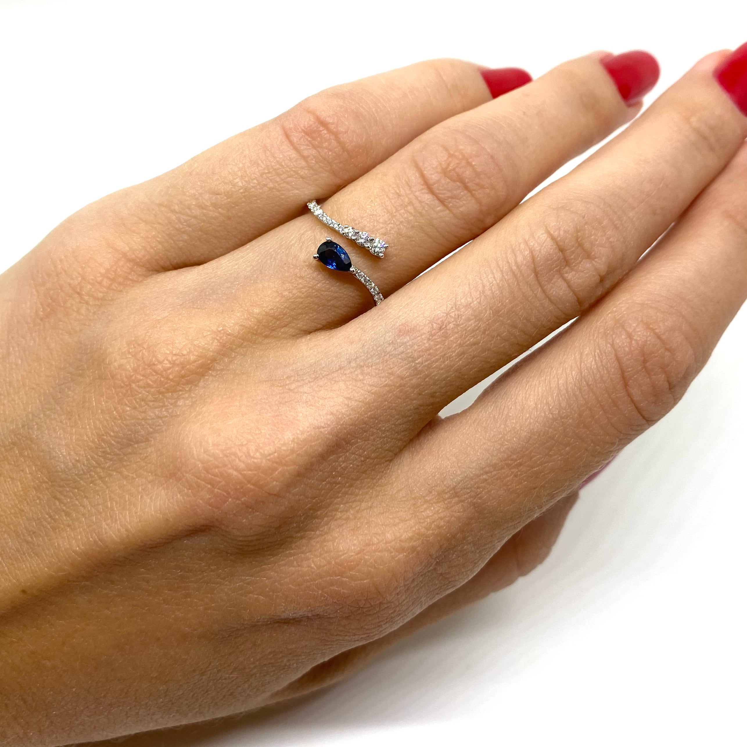 Anello Contrarie - Diamanti e Zaffiri