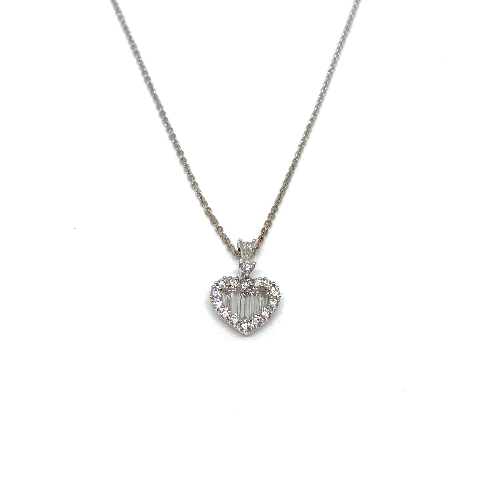 Collana Cuore - Diamanti taglio Baguette