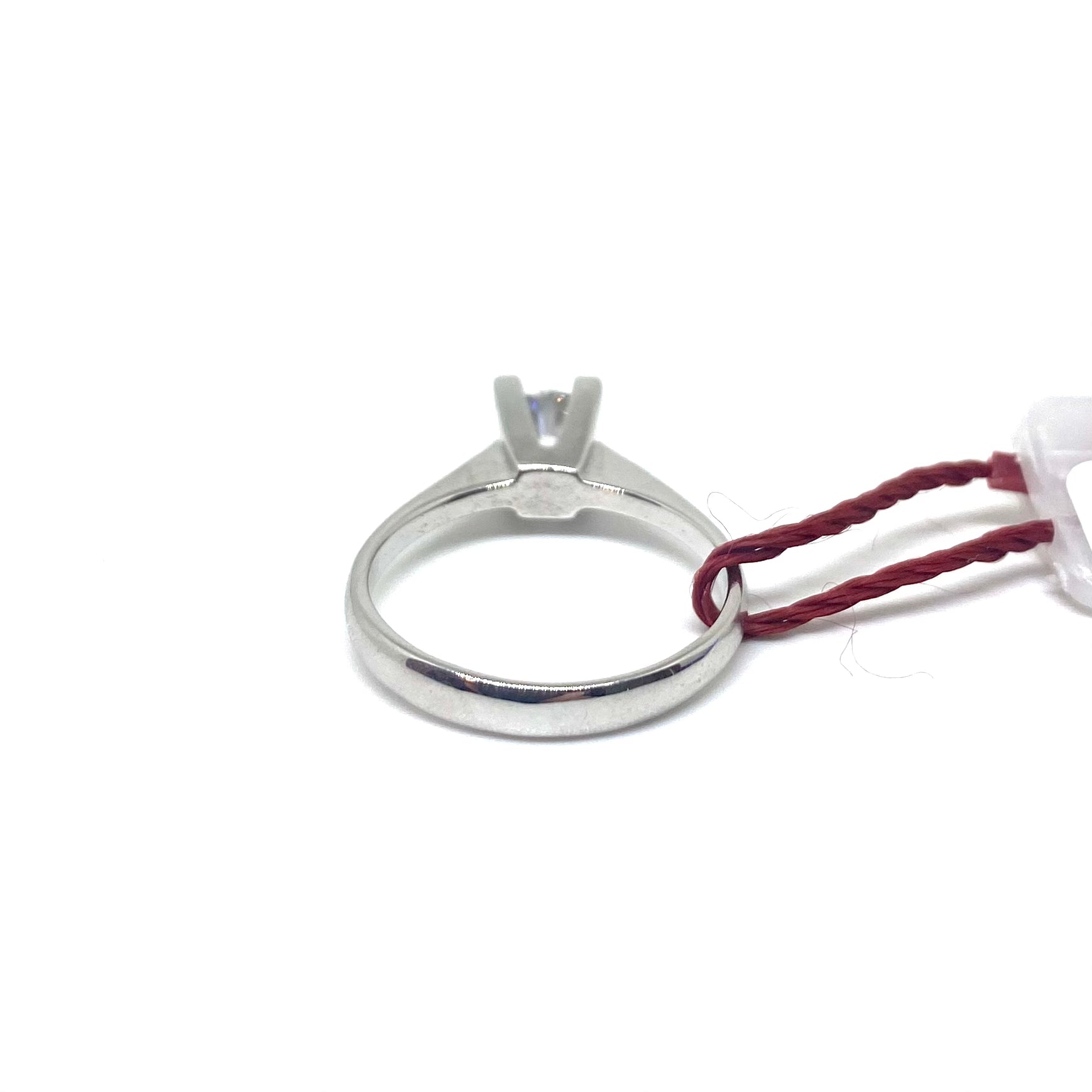 Anello Solitario Dritto - Oro Bianco