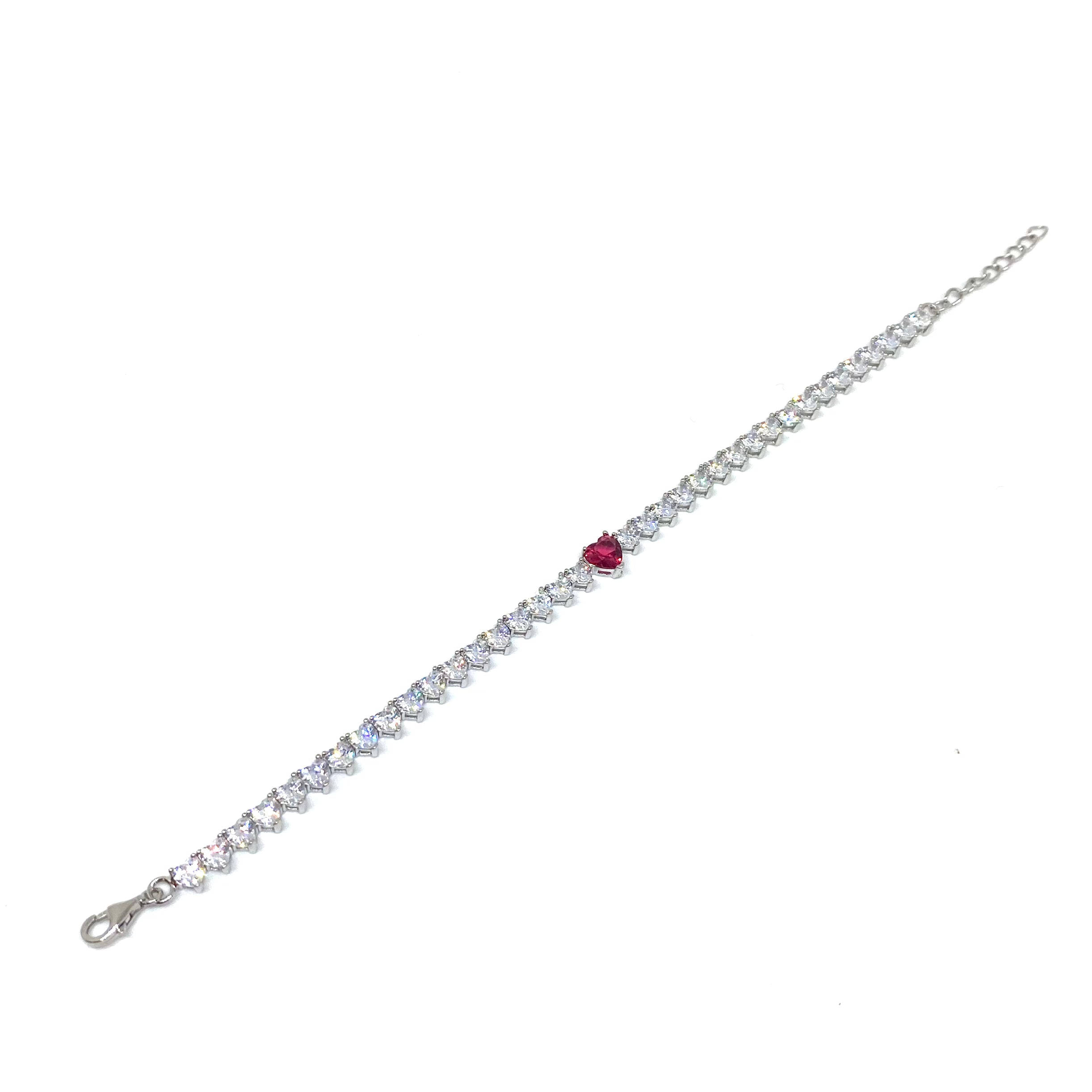 Bracciale Tennis Cuori Dritto - COLOR